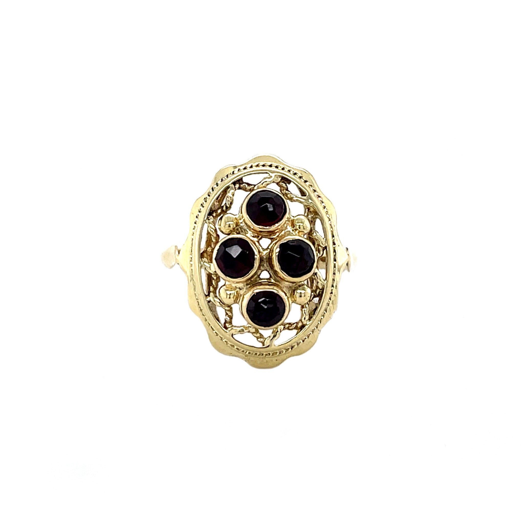 Vintage gold ring with garnet, 14 kt