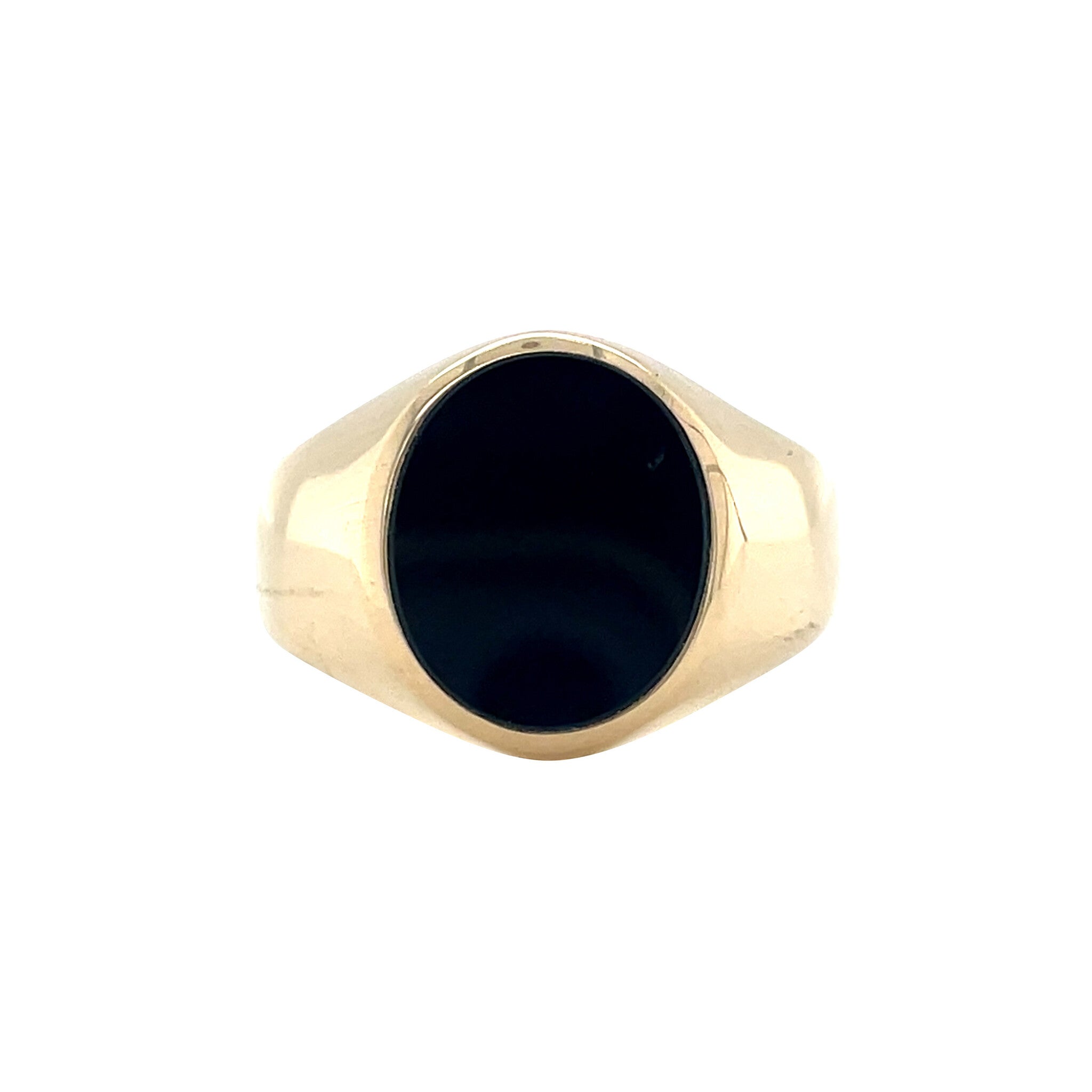 Gouden vintage zegelring met onyx 14 krt