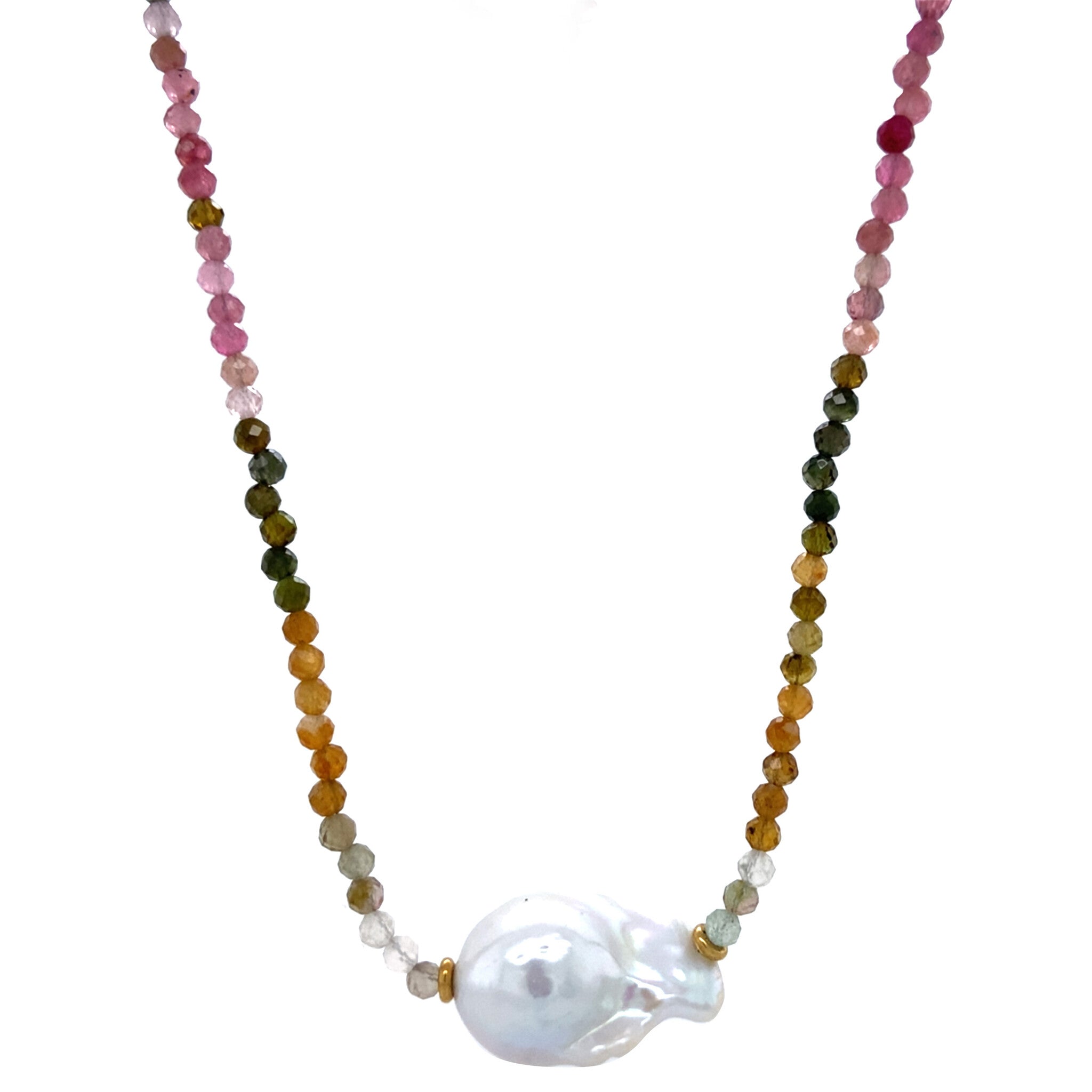 Toermalijn collier met parel 14 krt