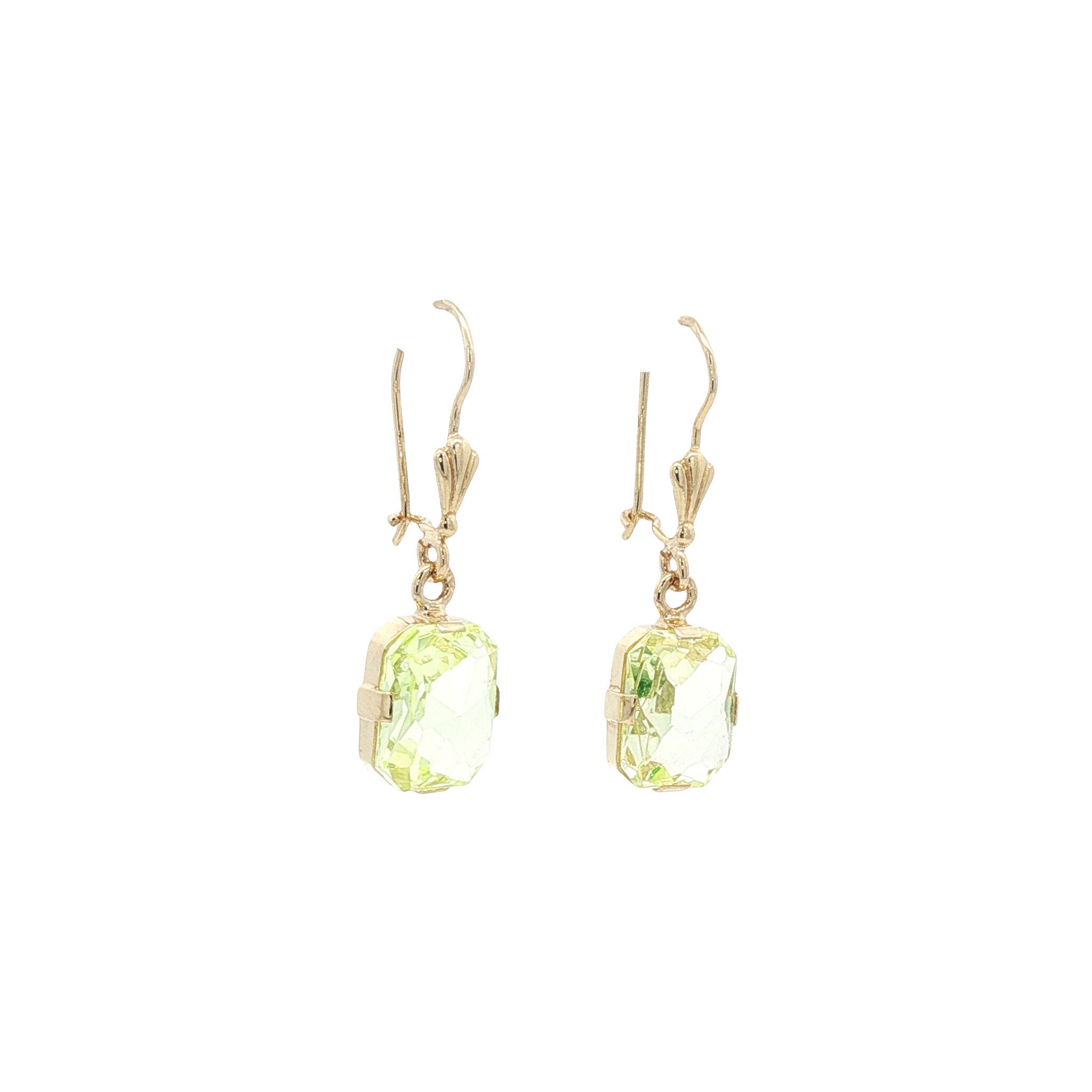 Gouden vintage oorhangers met spinel 14 kt