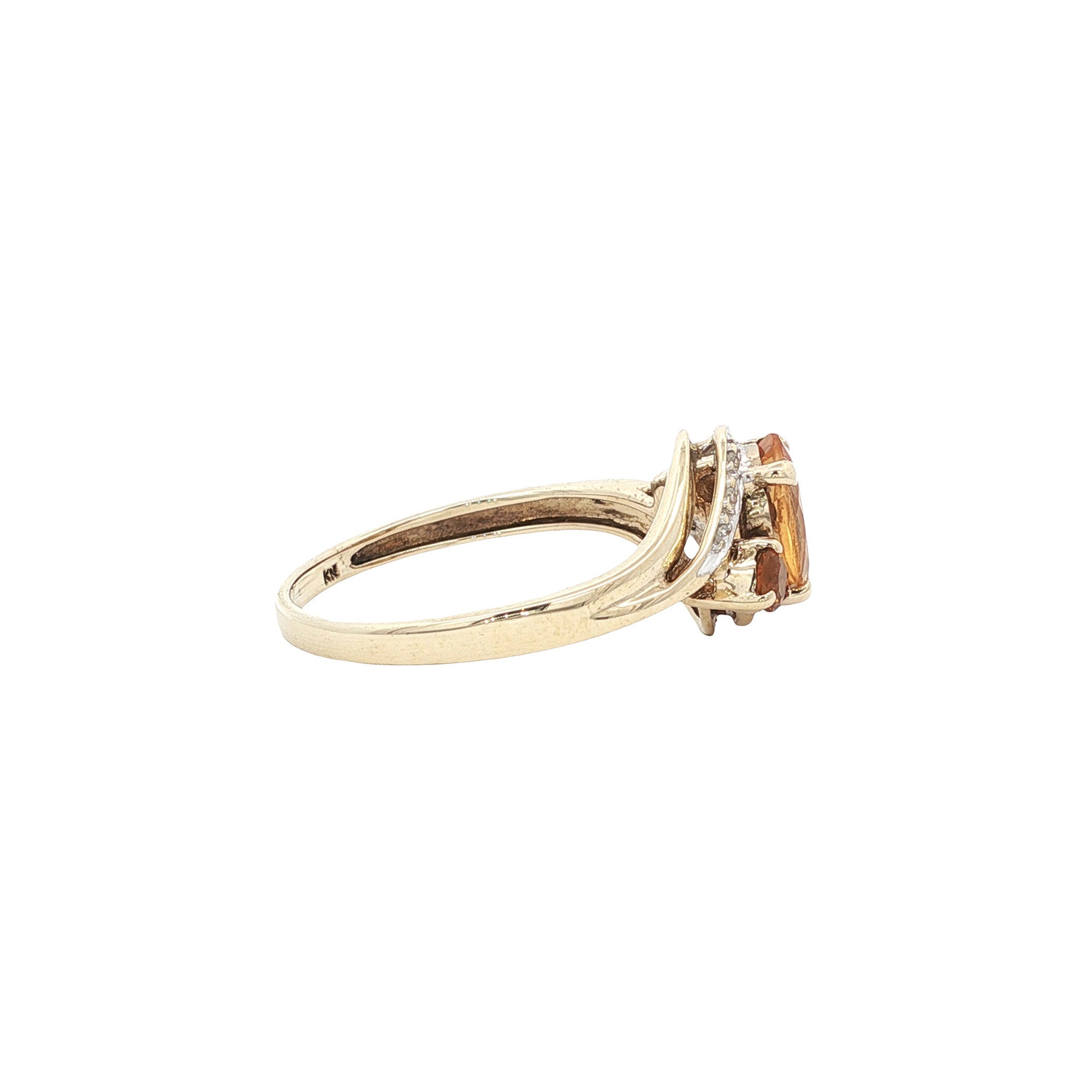 Vintage ring with citrine and diamond 9 kt