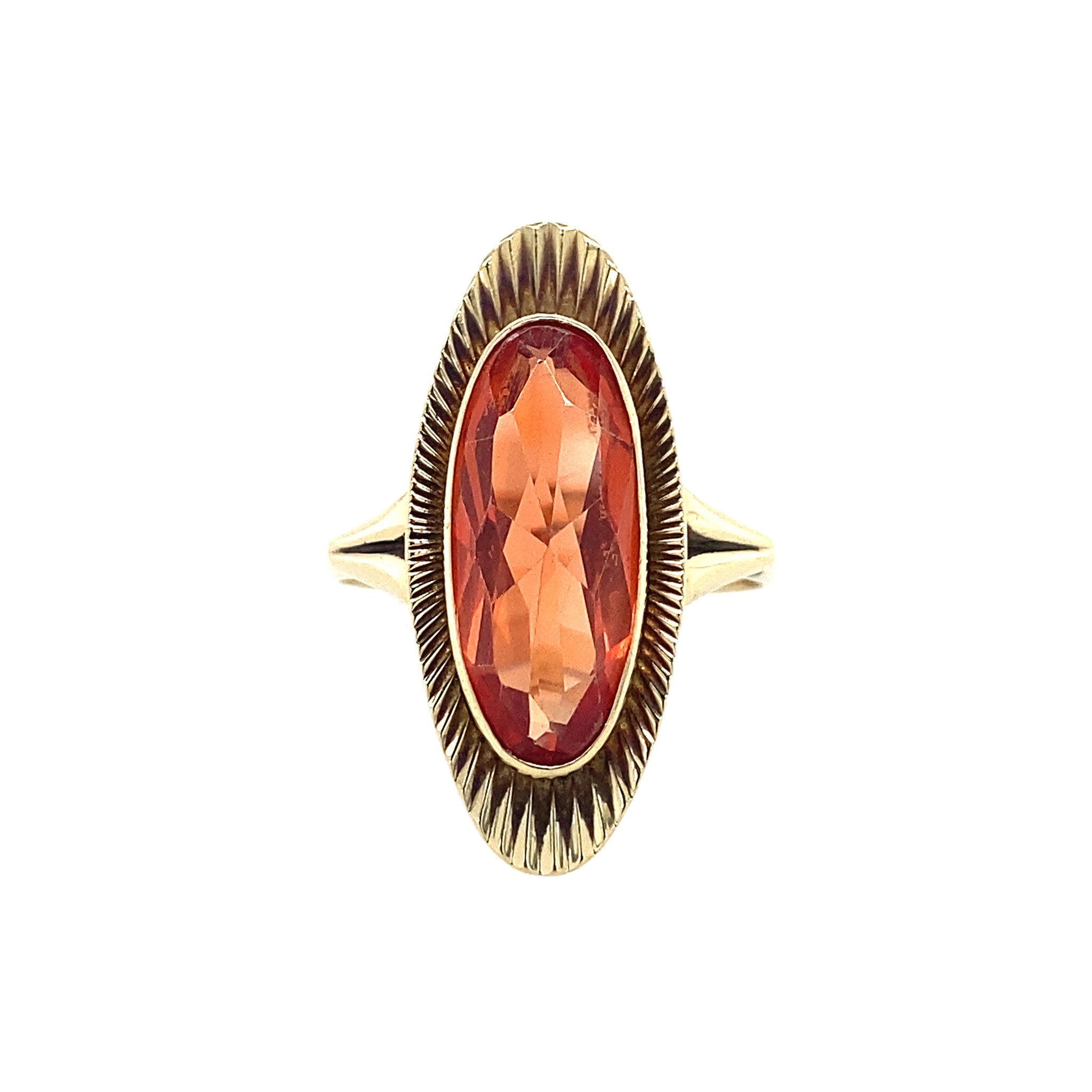 Gouden ring met oranje saffier14 krt