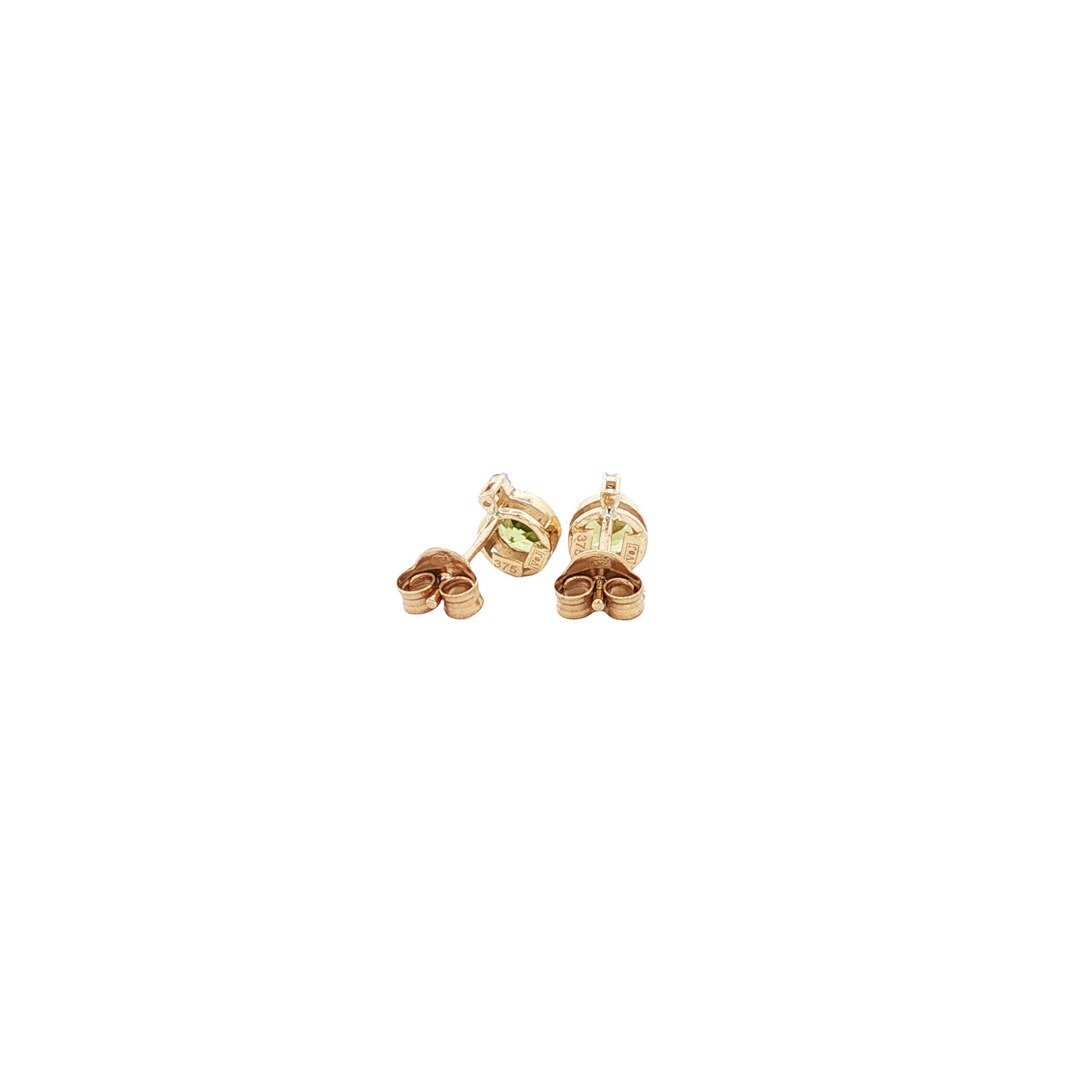 Oorbellen met peridoot en diamant 9 kt