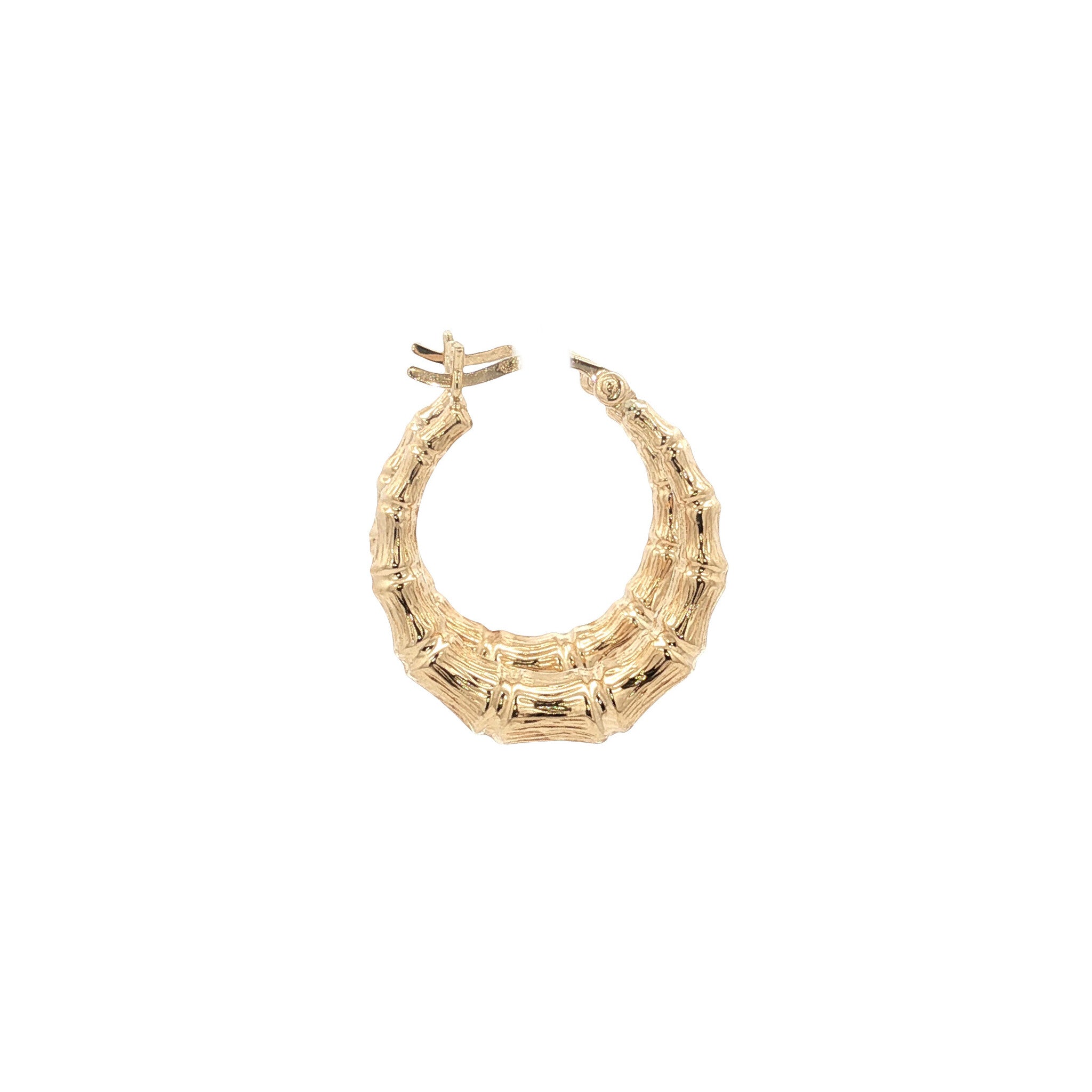 Gouden vintage bamboe oorringen 14 kt