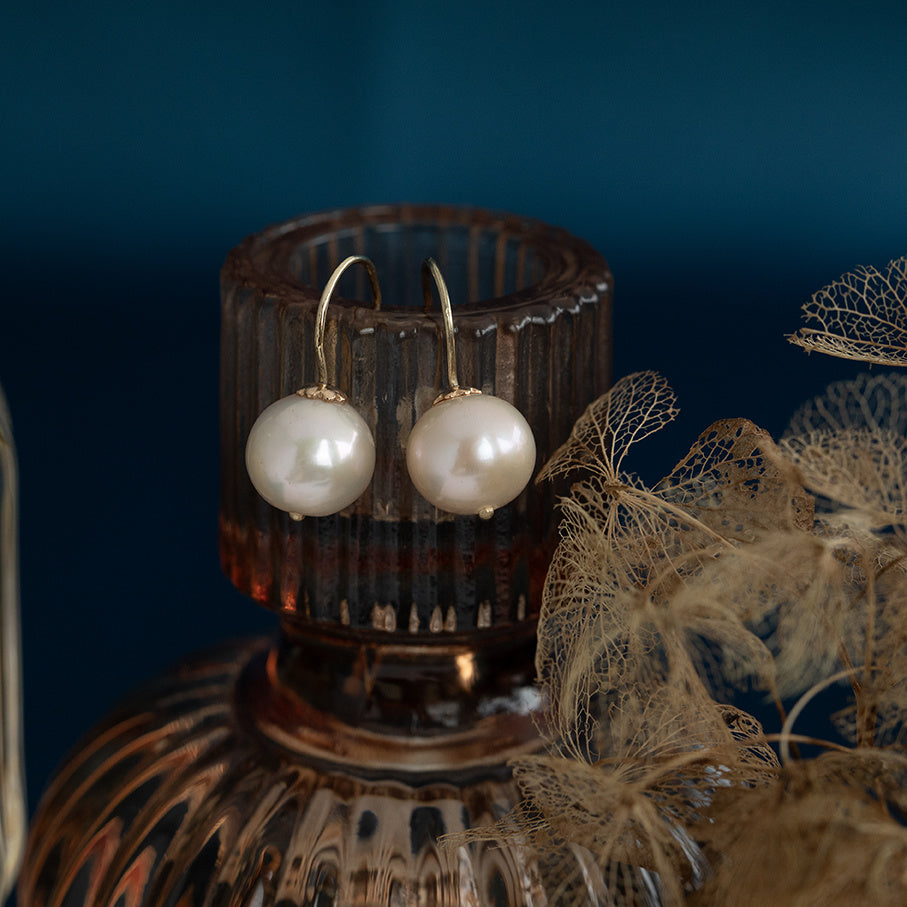Vintage pearl drop earrings 12 kt