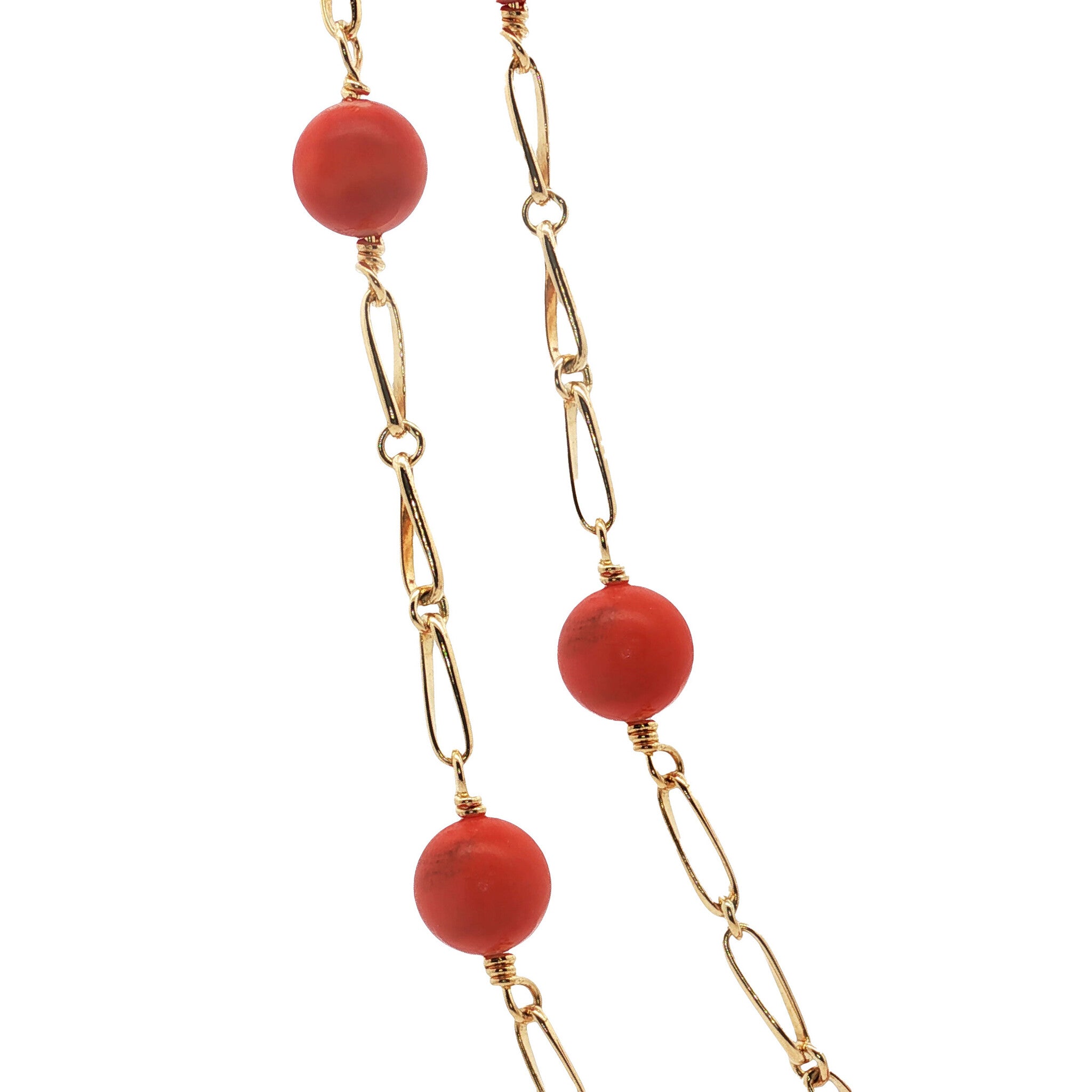 Gouden vintage collier met bloedkoraal 18 kt