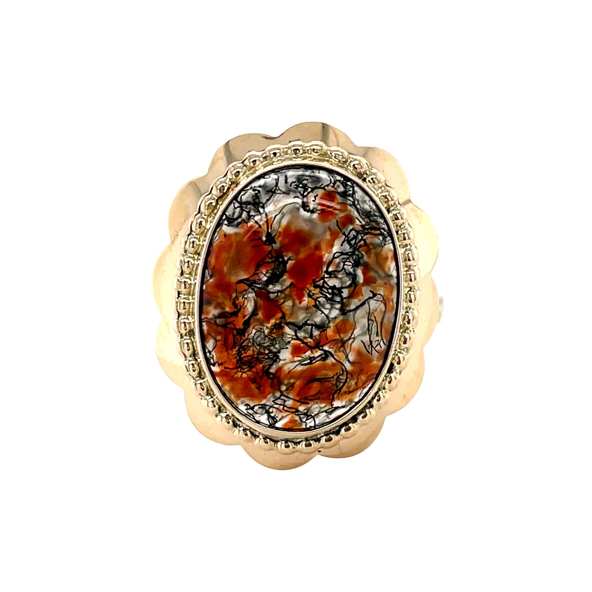 Vintage gold ring with moss agate, 14 kt