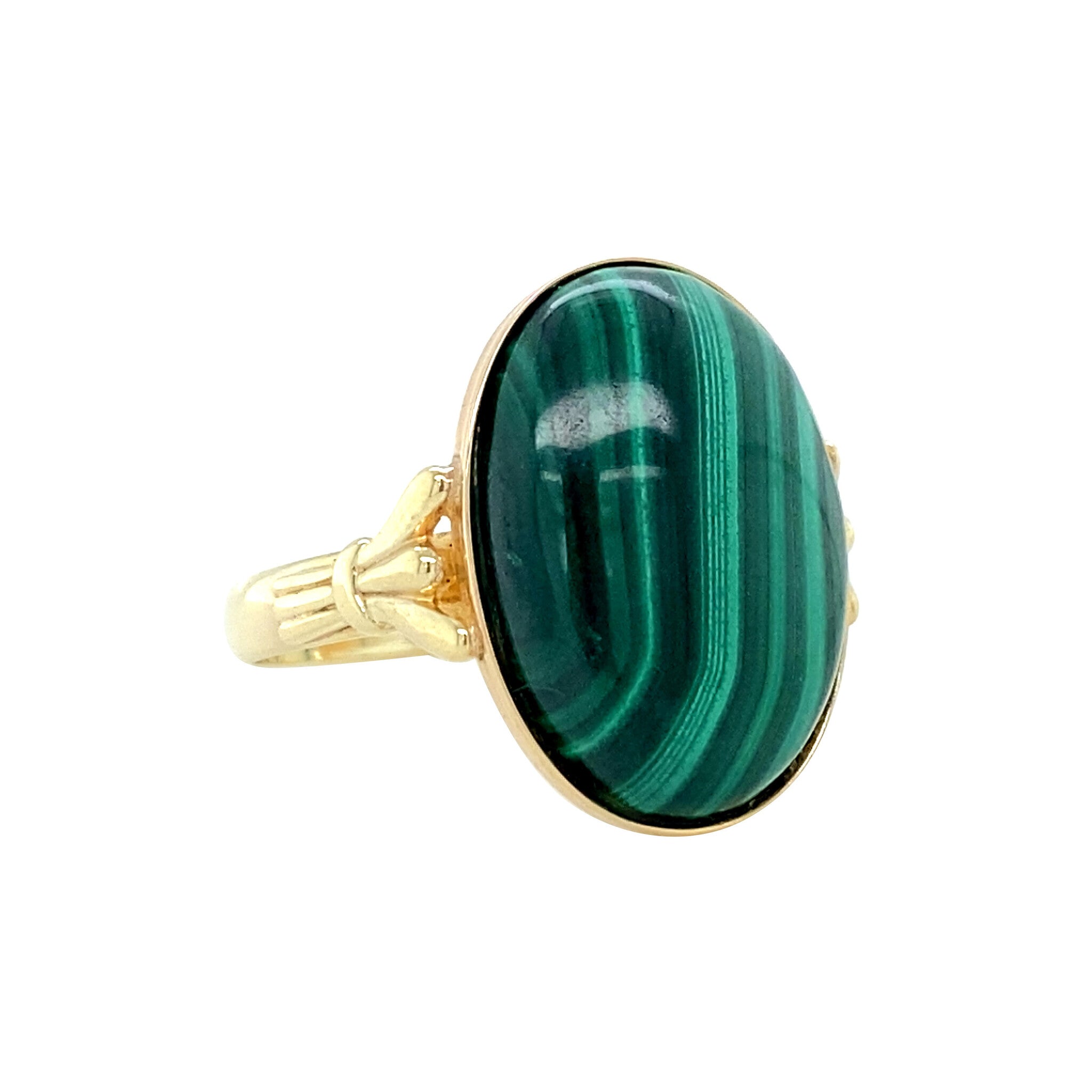 Gold ring with malachite 14 kt