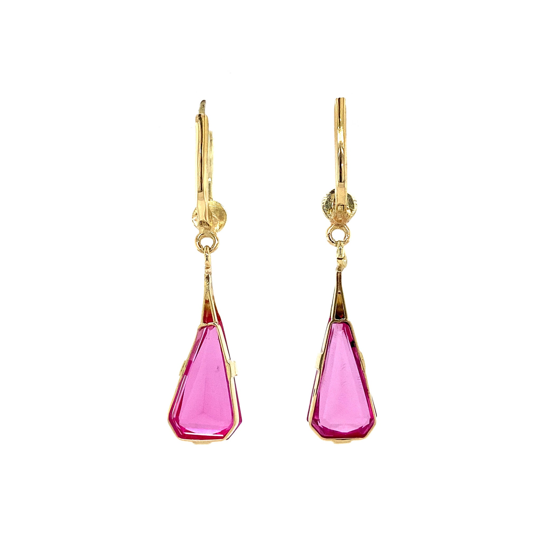 Gold earrings with ruby, 14 kt
