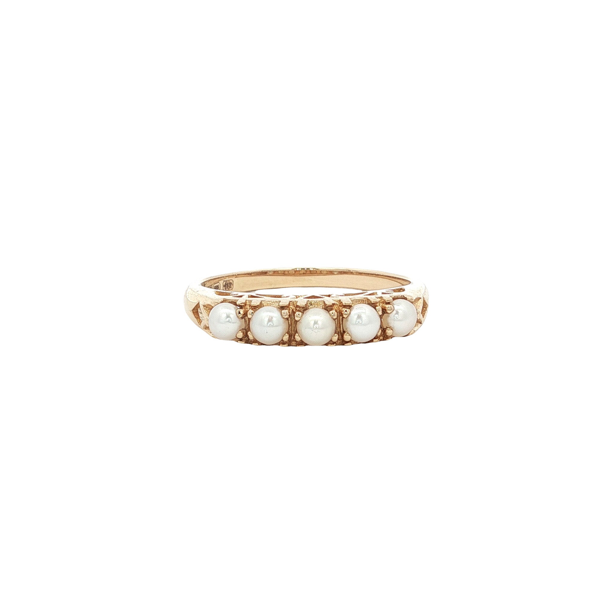 Gouden ring met parel 14 kt