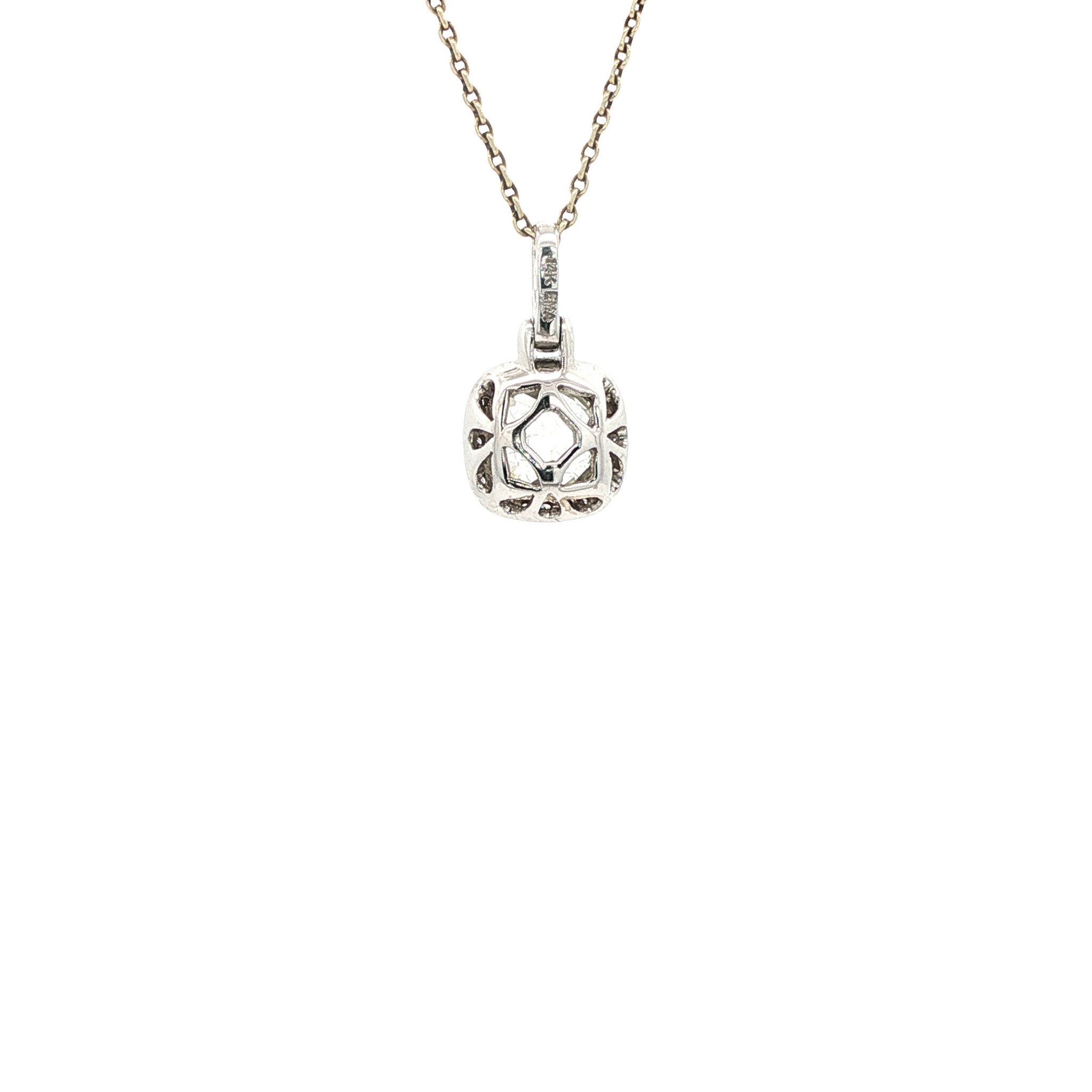 Witgouden vintage hanger met prasioliet en diamant 14 kt