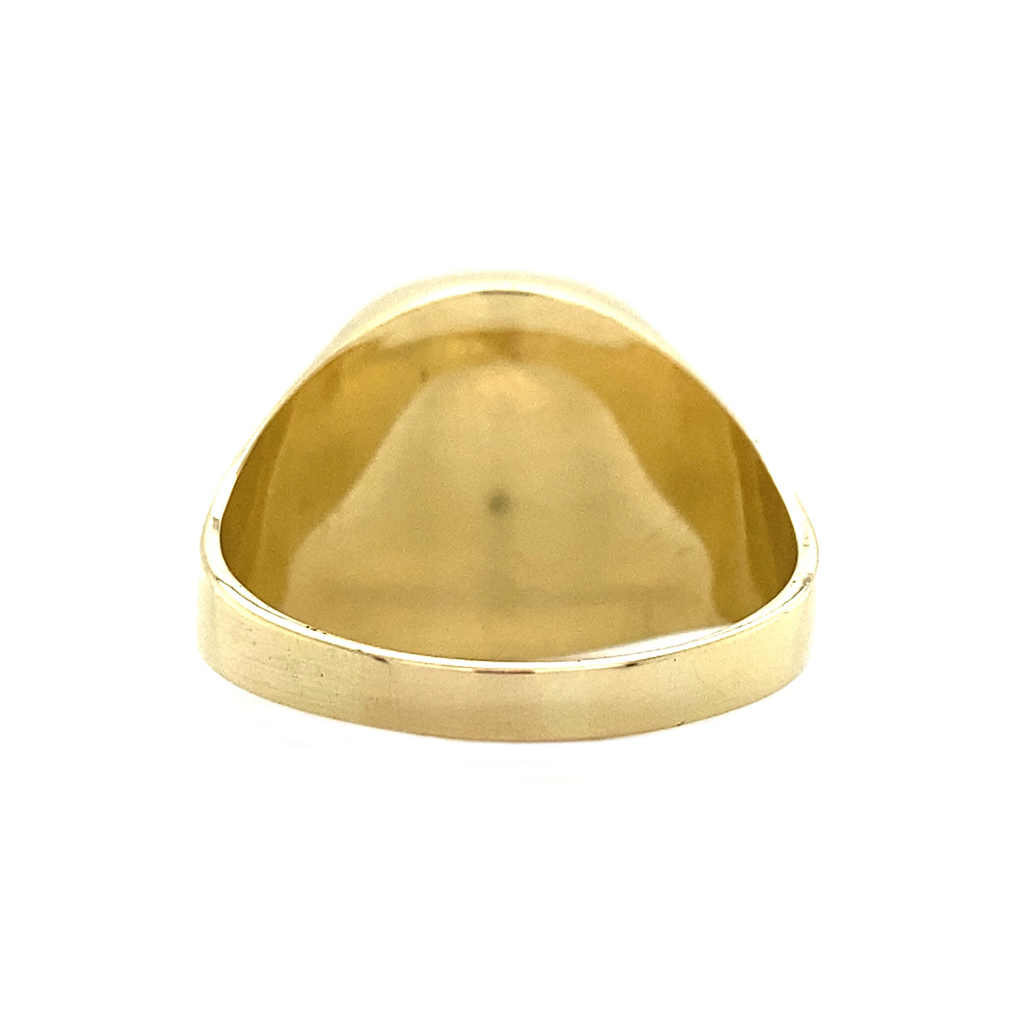 Gouden zegelring met blauwe lagensteen 14 krt