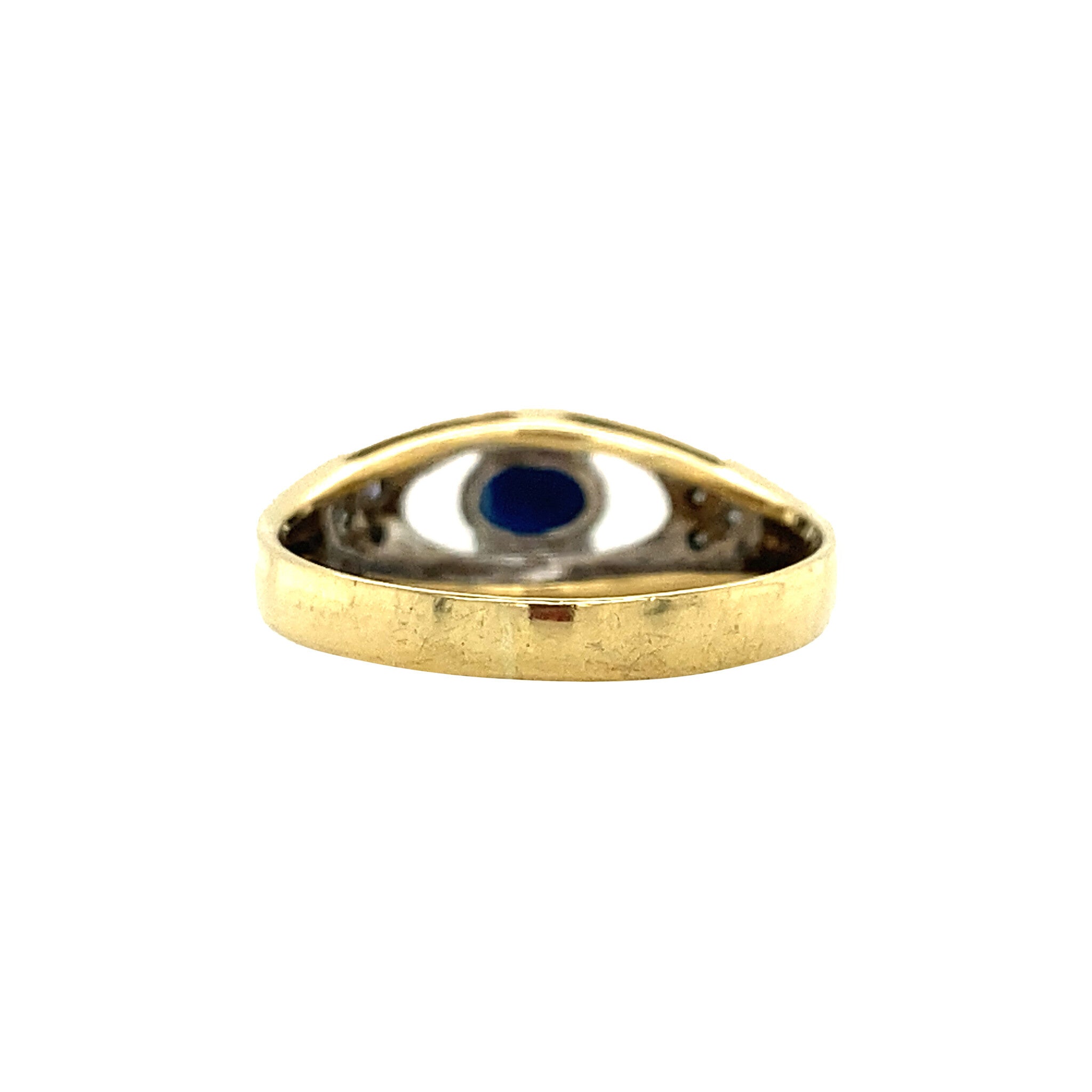 18 kt gold ring with sapphire and diamond