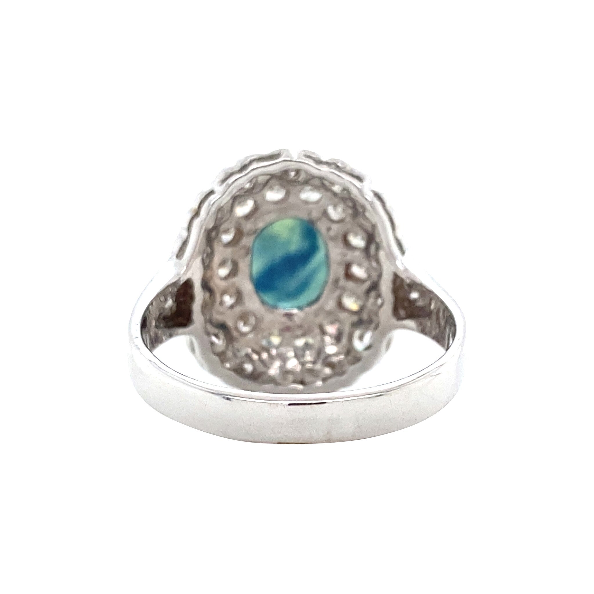 White gold vintage entourage ring with sapphire and diamond 18 kt