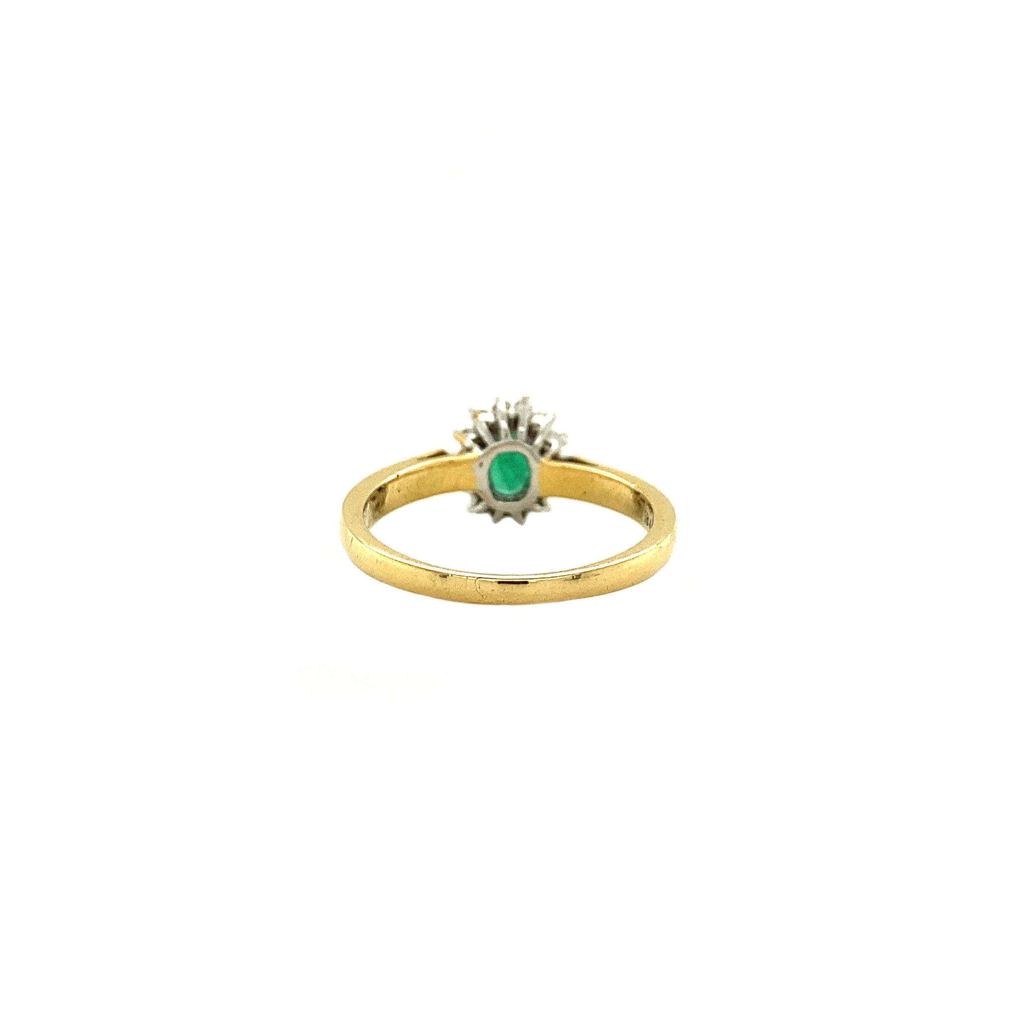 14 kt gold ring with emerald and diamond