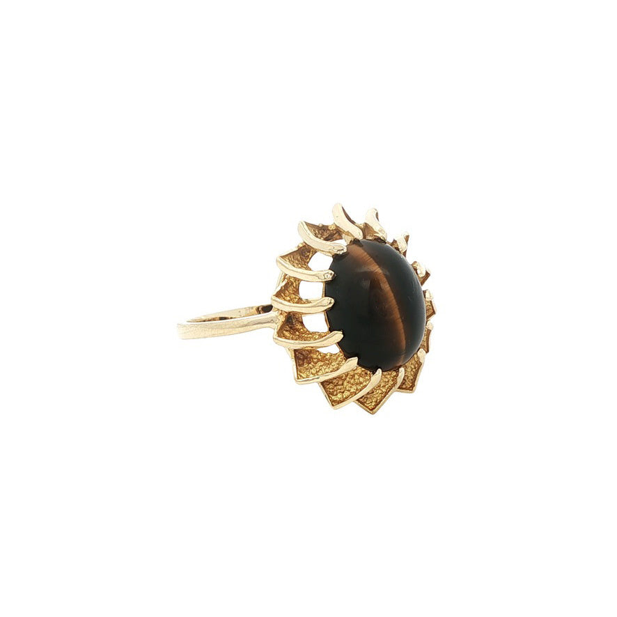 Gouden ring met tijgeroog 14 kt
