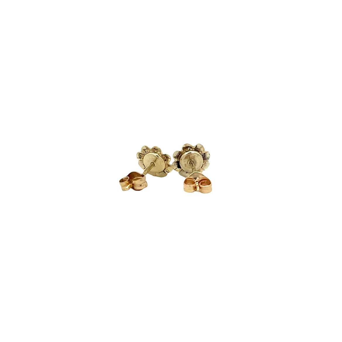 Gouden vintage oorstekers met bloedkoraal 14 kt