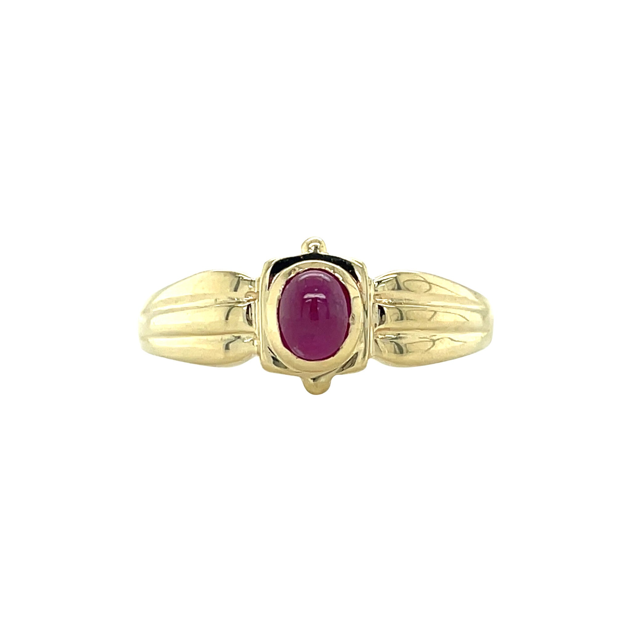 Gouden vintage ring met robijn 14 kt