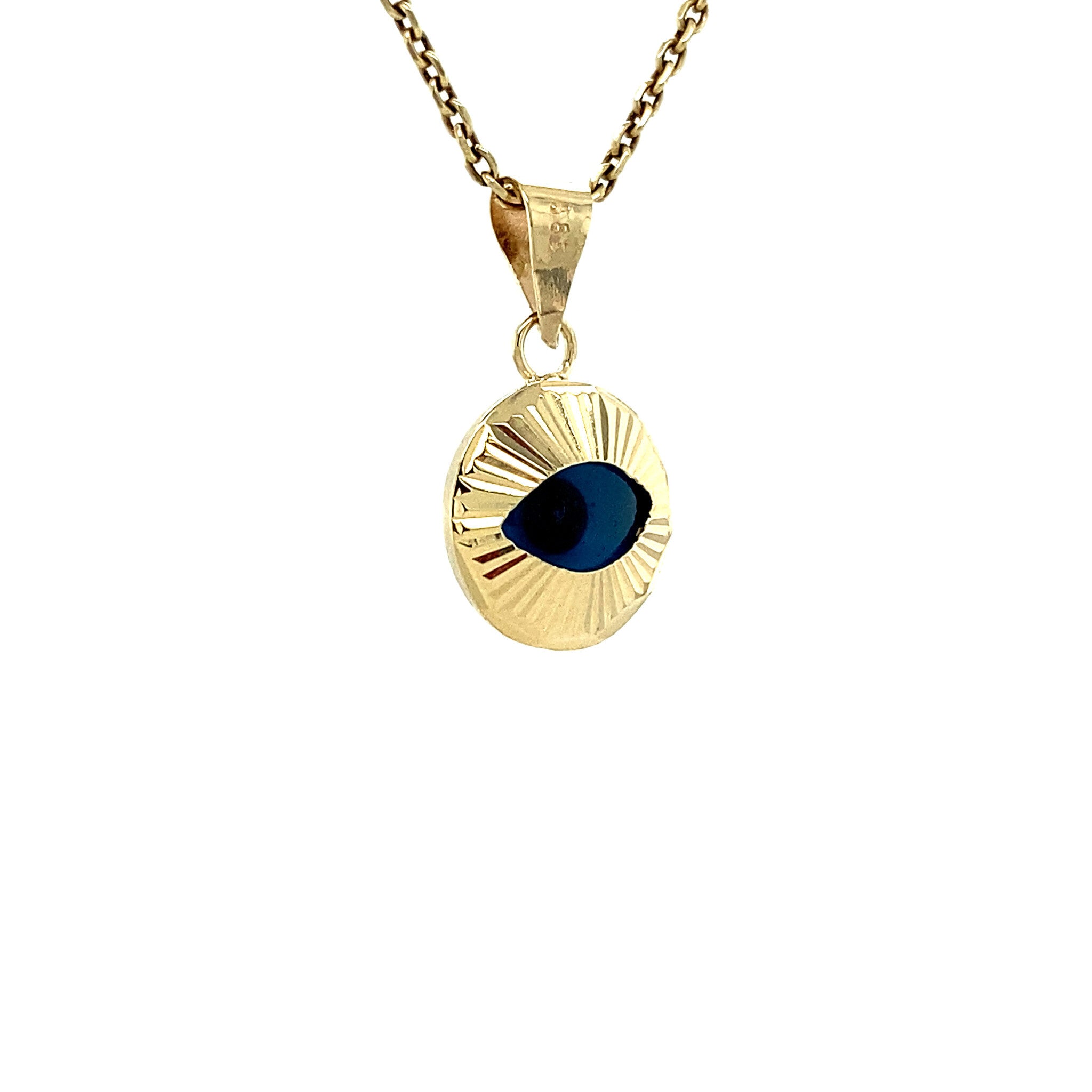 Gold pendant evil eye 14 krt