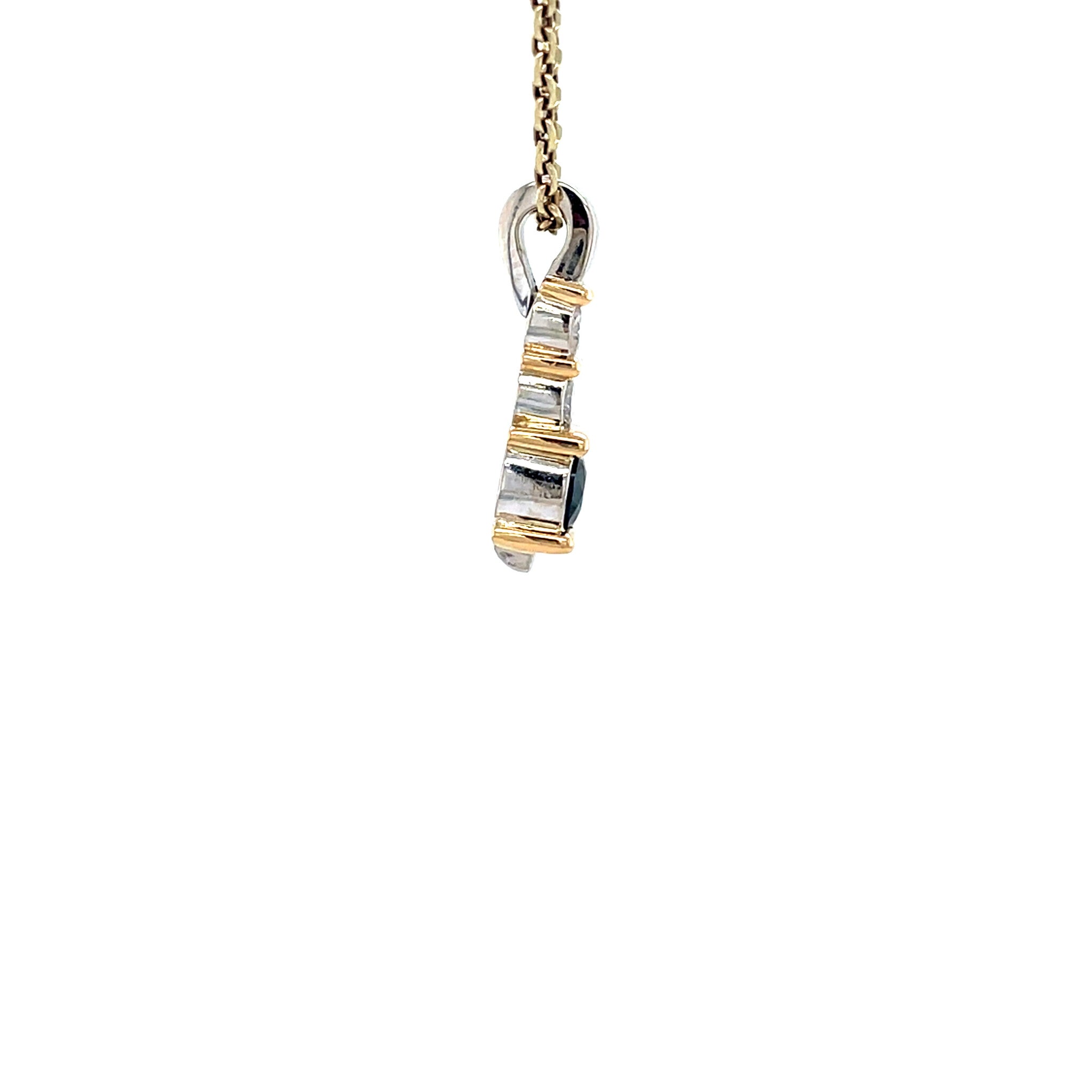 Witgouden vintage hanger met saffier en diamant 14 krt