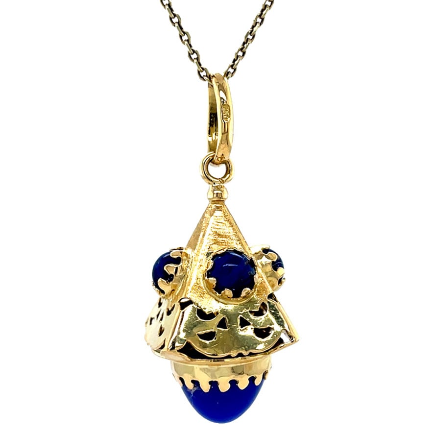 Vintage gouden hanger met chalcedoon en kleursteen 18 krt