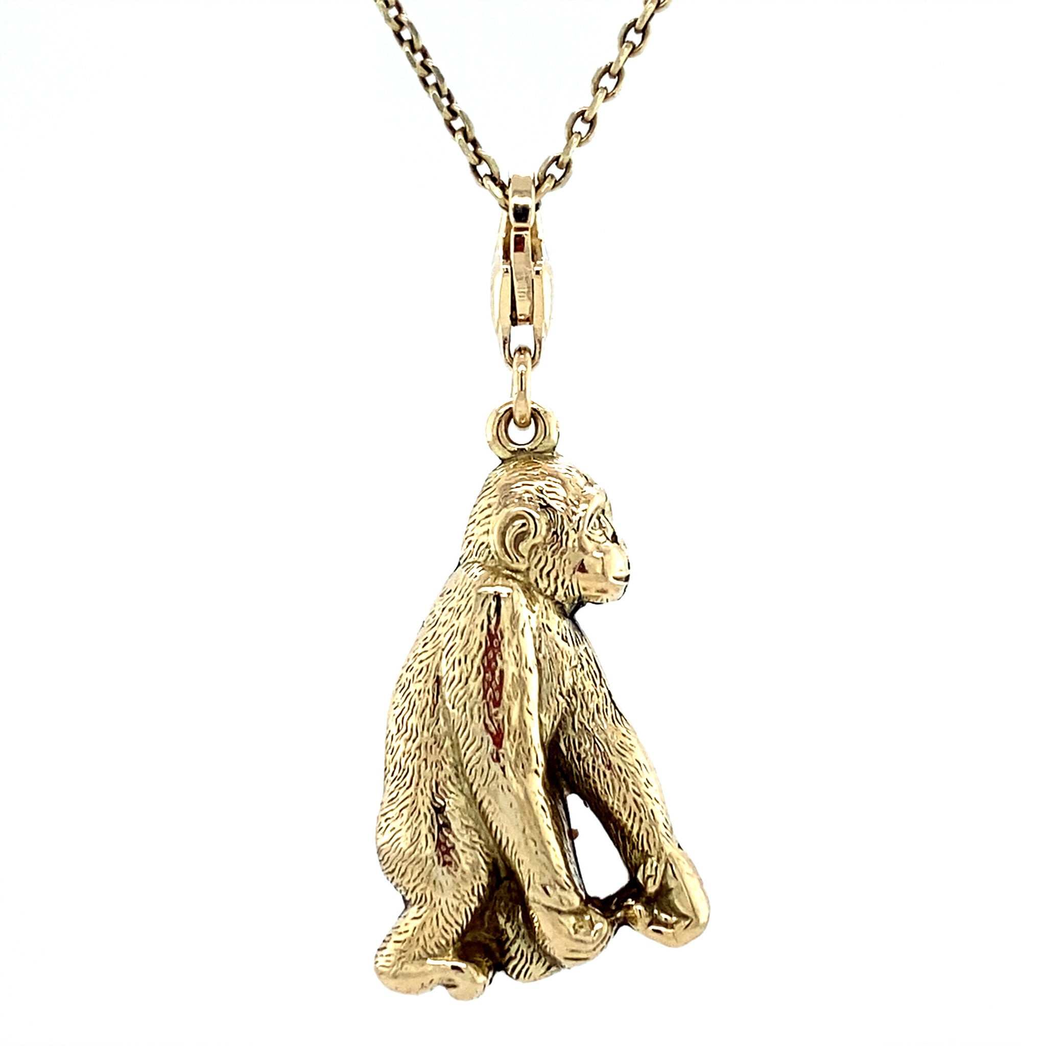 Gouden vintage aap hanger 14 krt