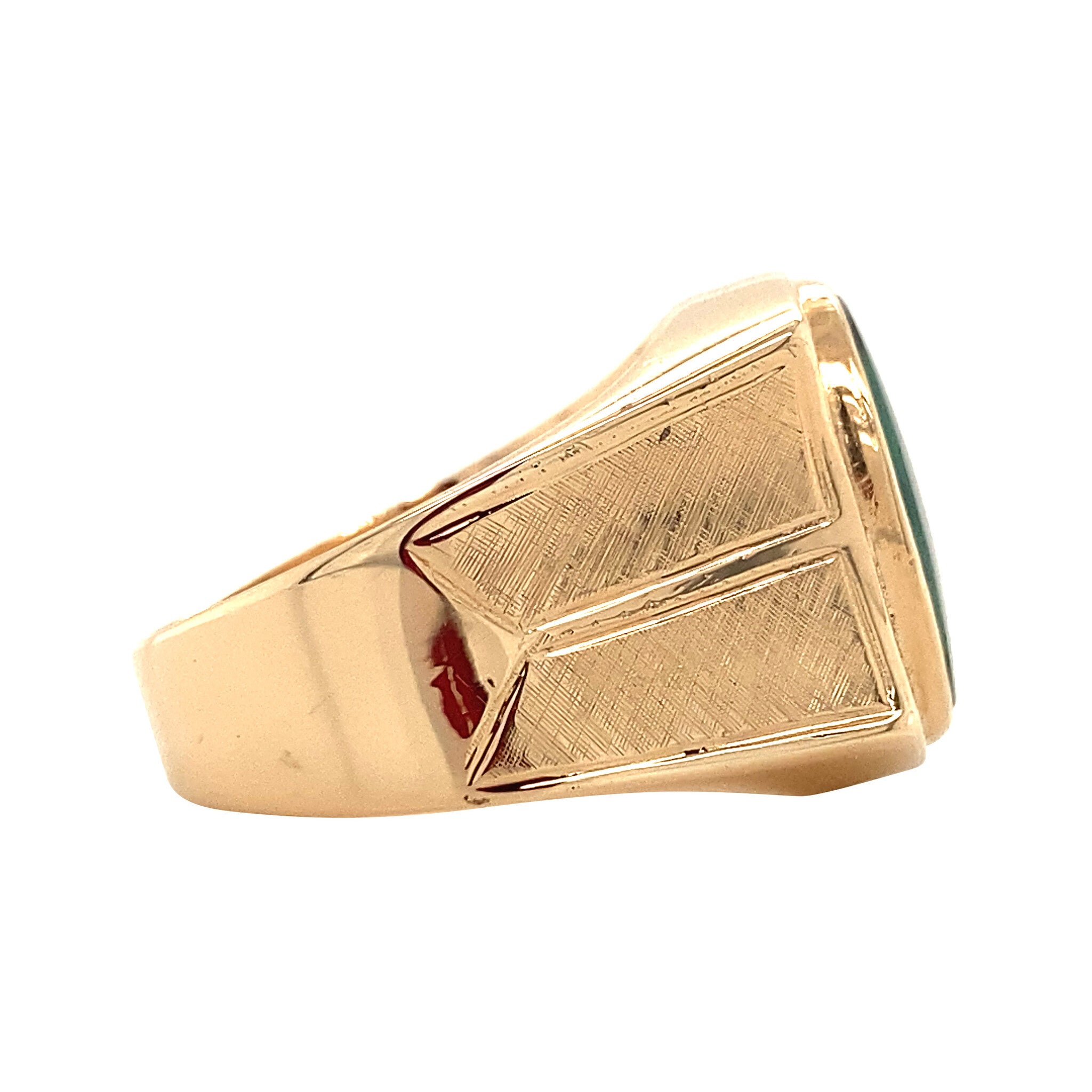 Gold ring with green spinel, 14 kt