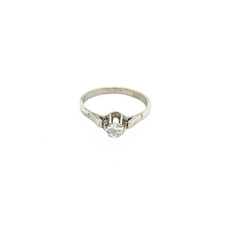 Witgouden solitair ring met diamant 14 krt