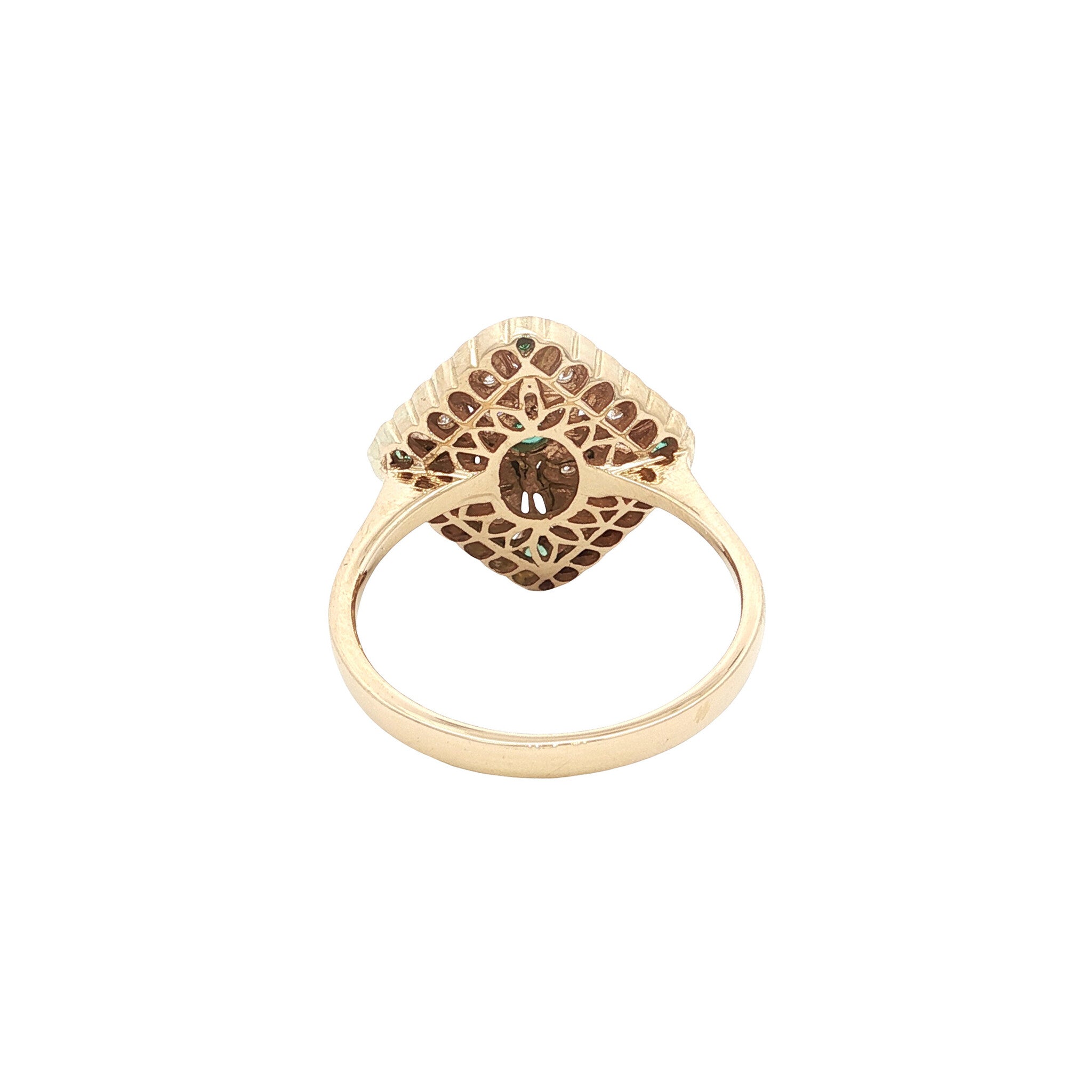 14 kt gold ring with emerald and diamond