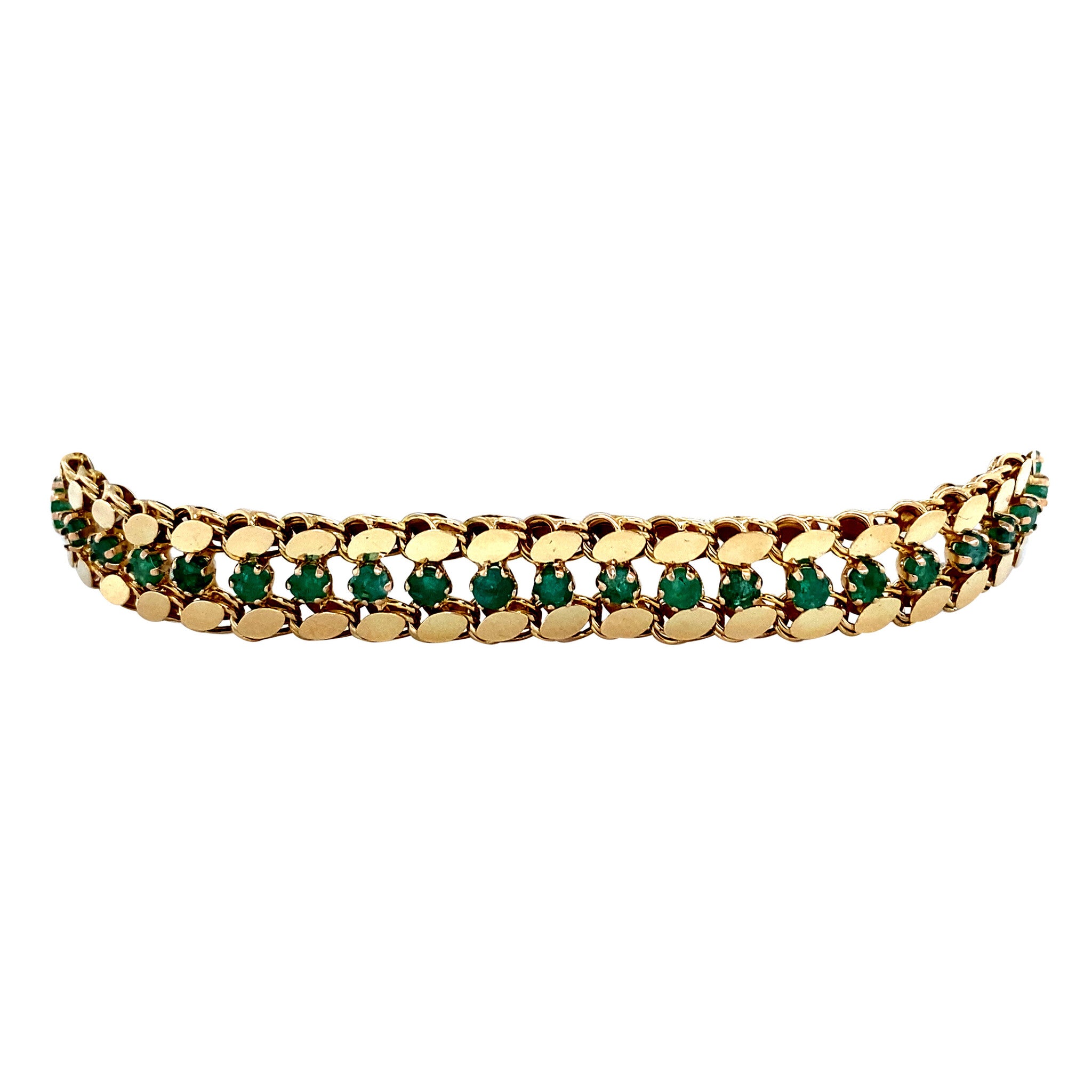 Vintage gold fantasy bracelet with emerald 14 kt
