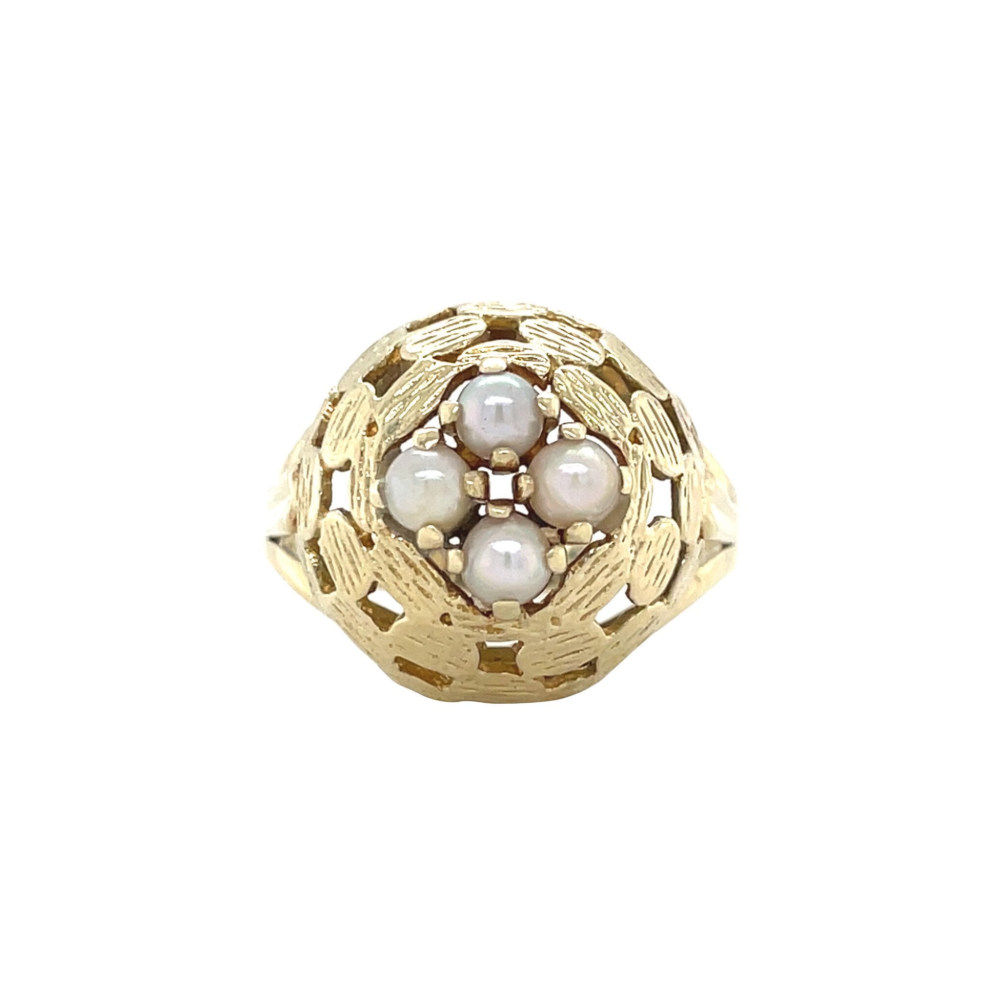 Gold vintage ring with pearl 14 kt
