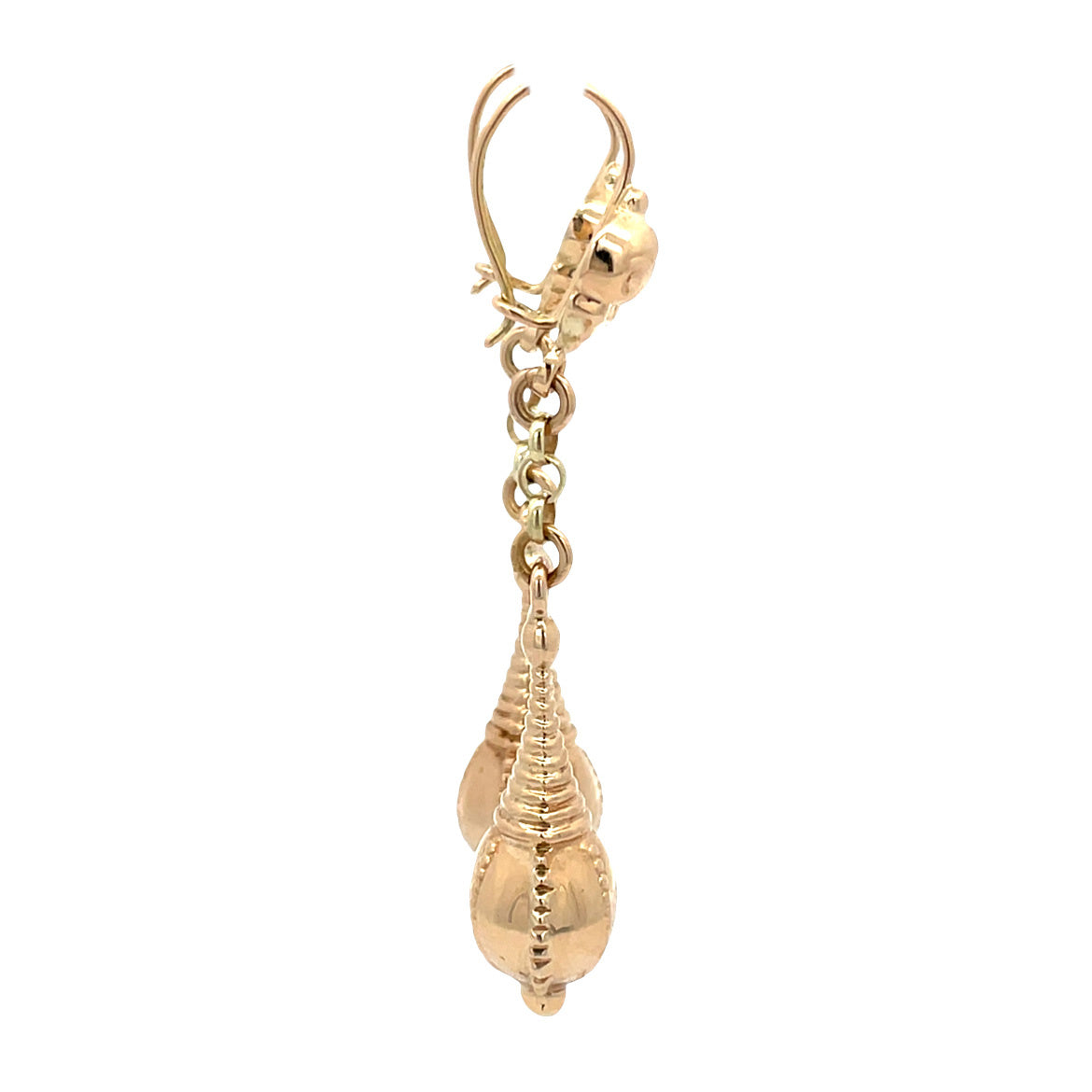 Golden vintage fantasy drop earrings 14 kt