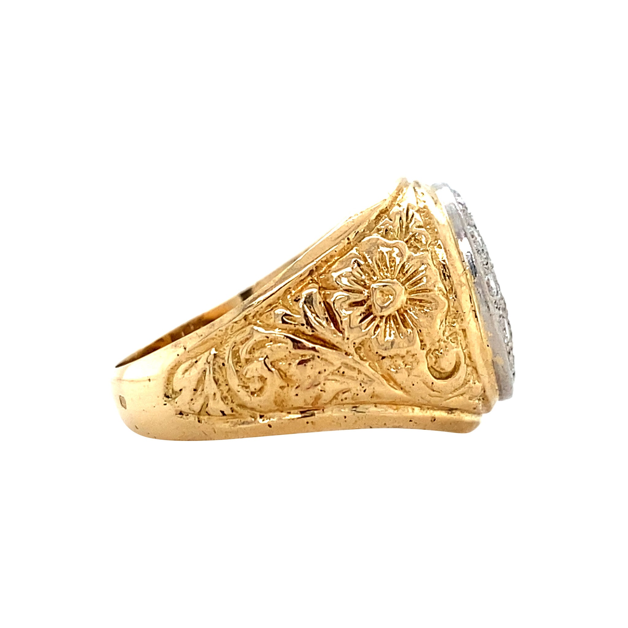 Gold vintage ring with diamond 18 kt