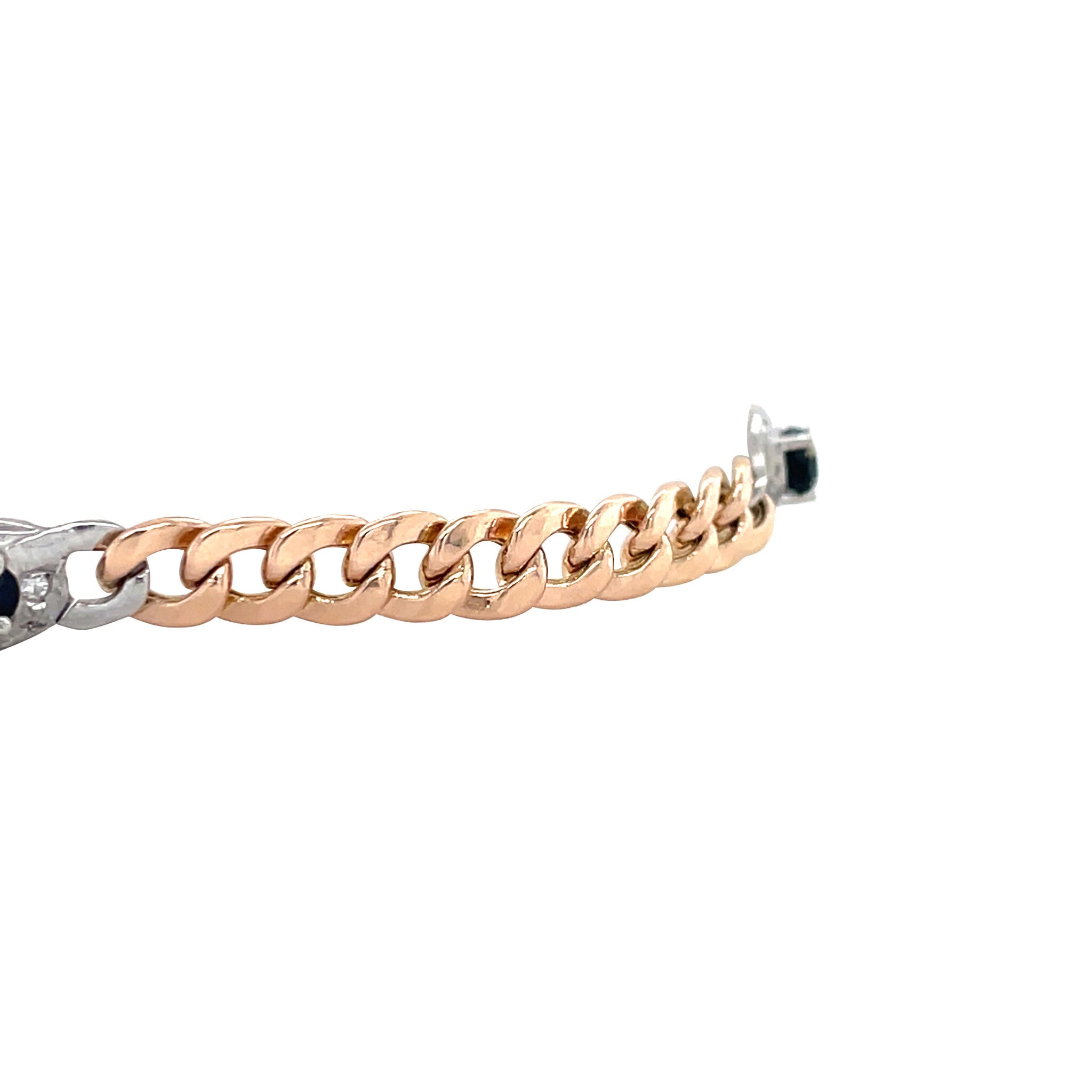 Vintage bicolour gold bracelet with sapphire and diamond 14 ct