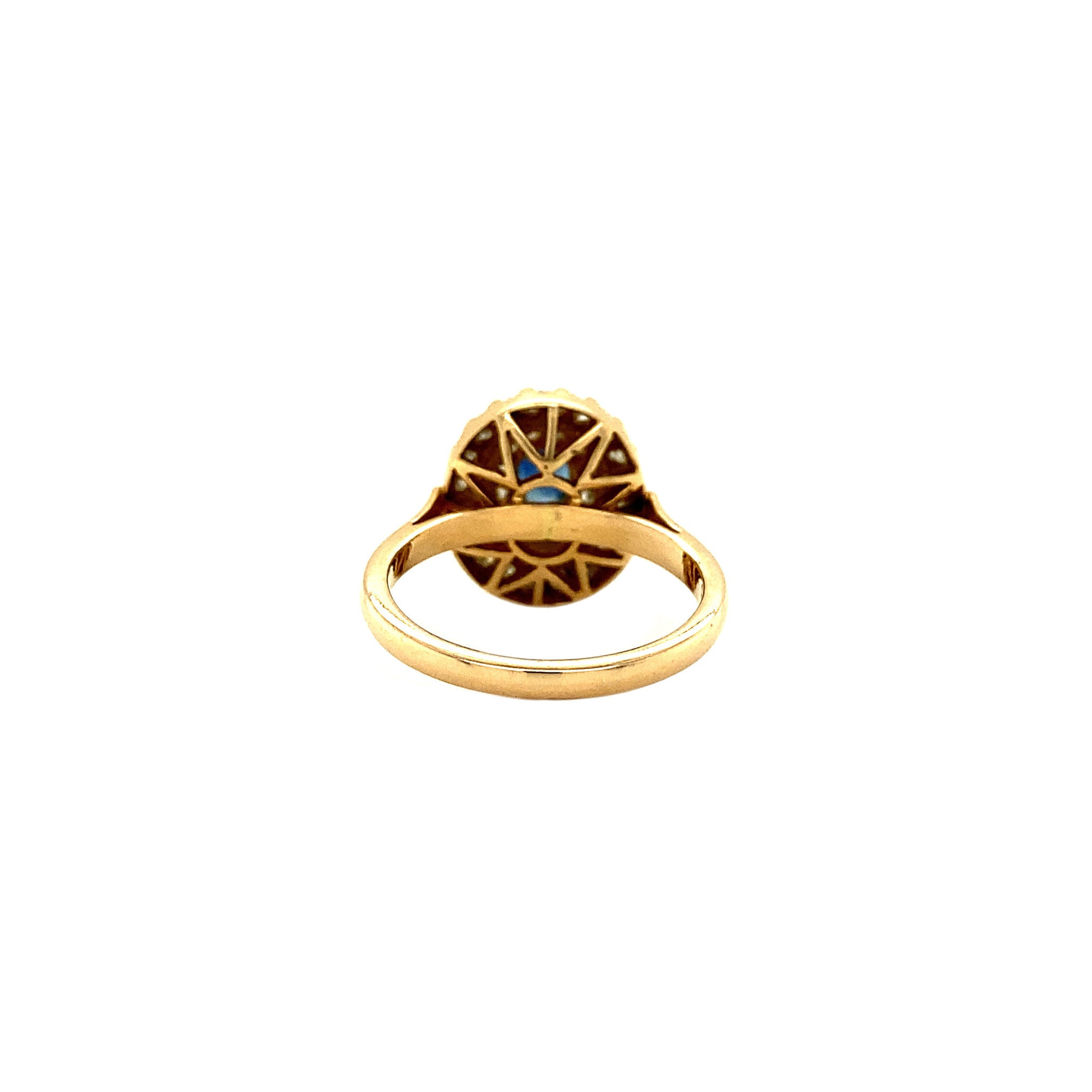 18 kt gold ring with sapphire and diamond
