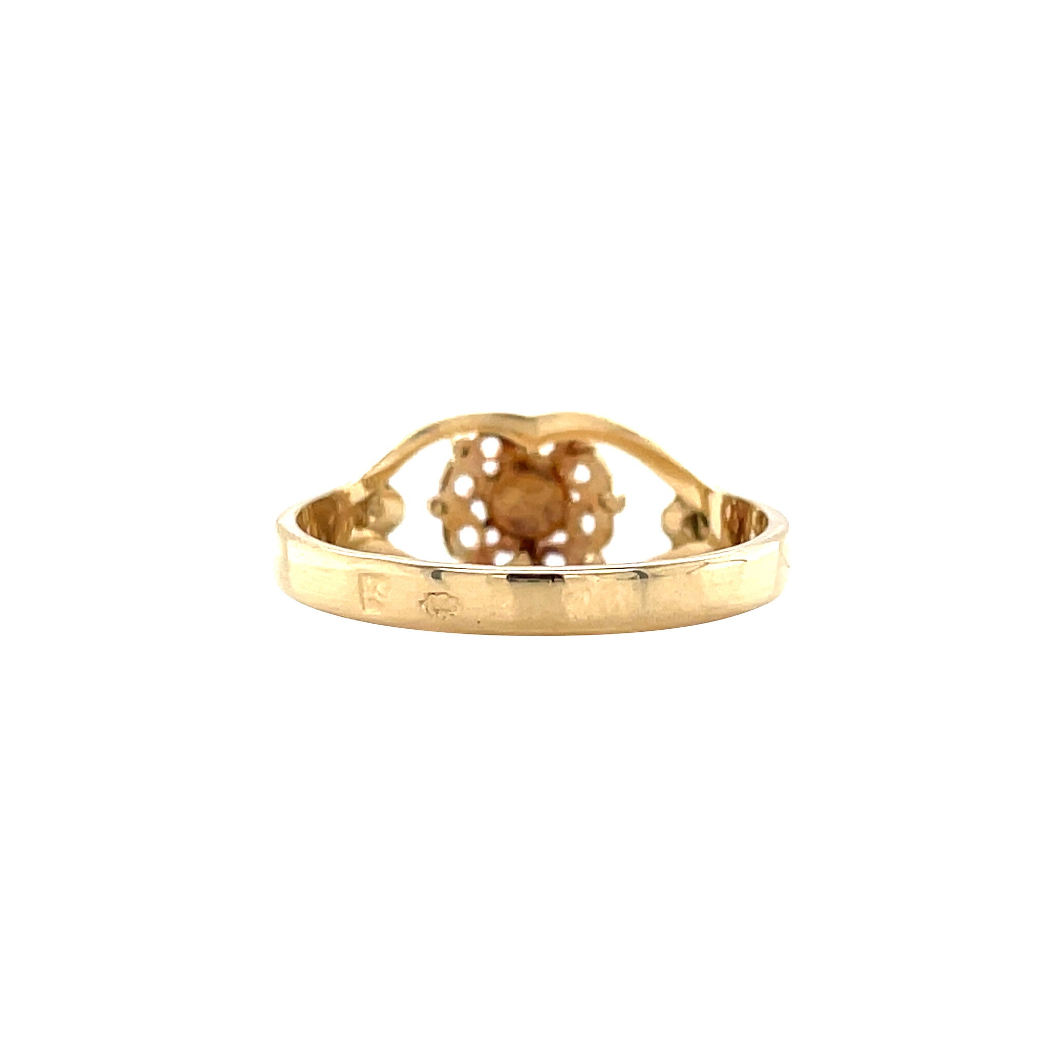 Gouden vintage ring met granaat 14 krt