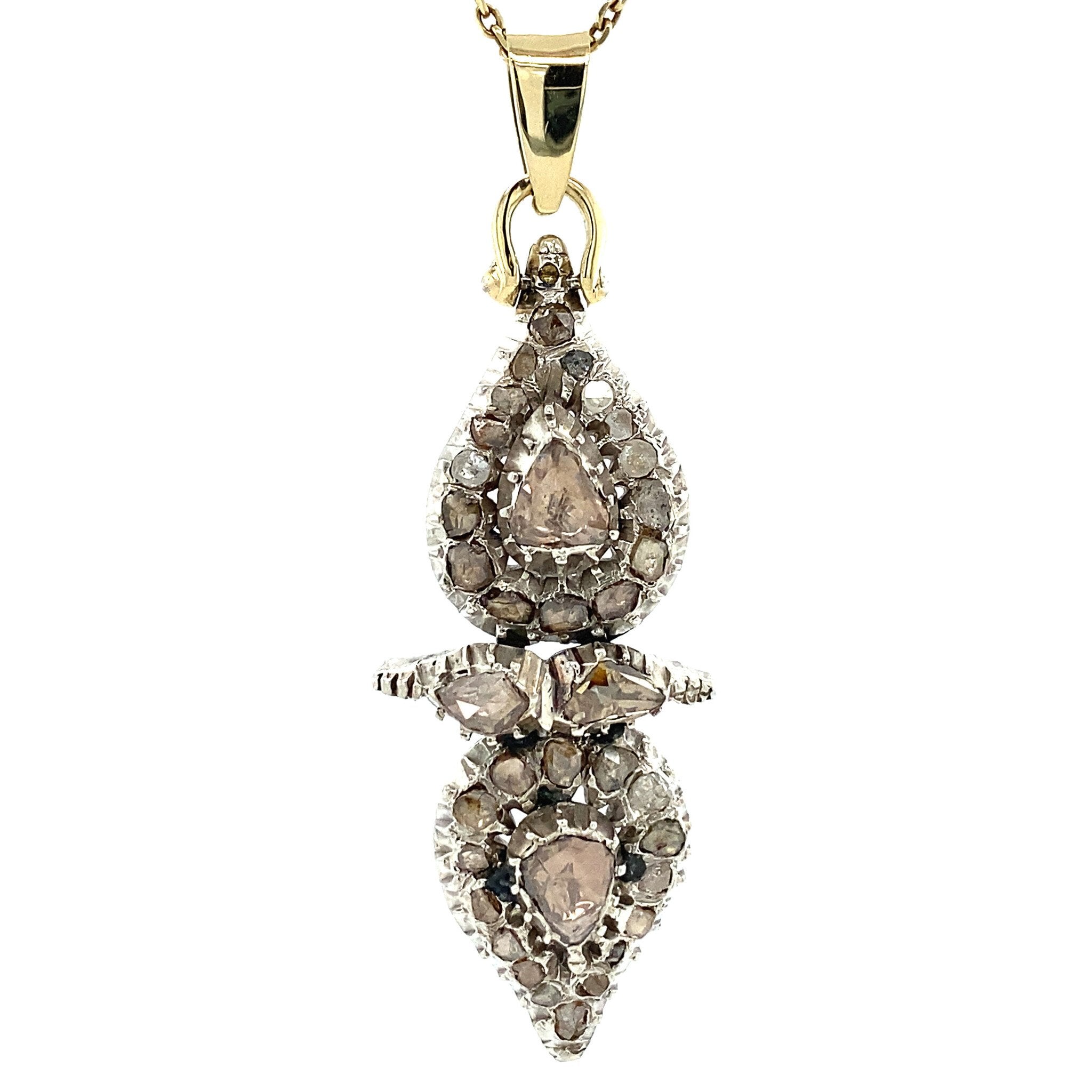 Silver pendant with rose diamond 925/14 krt