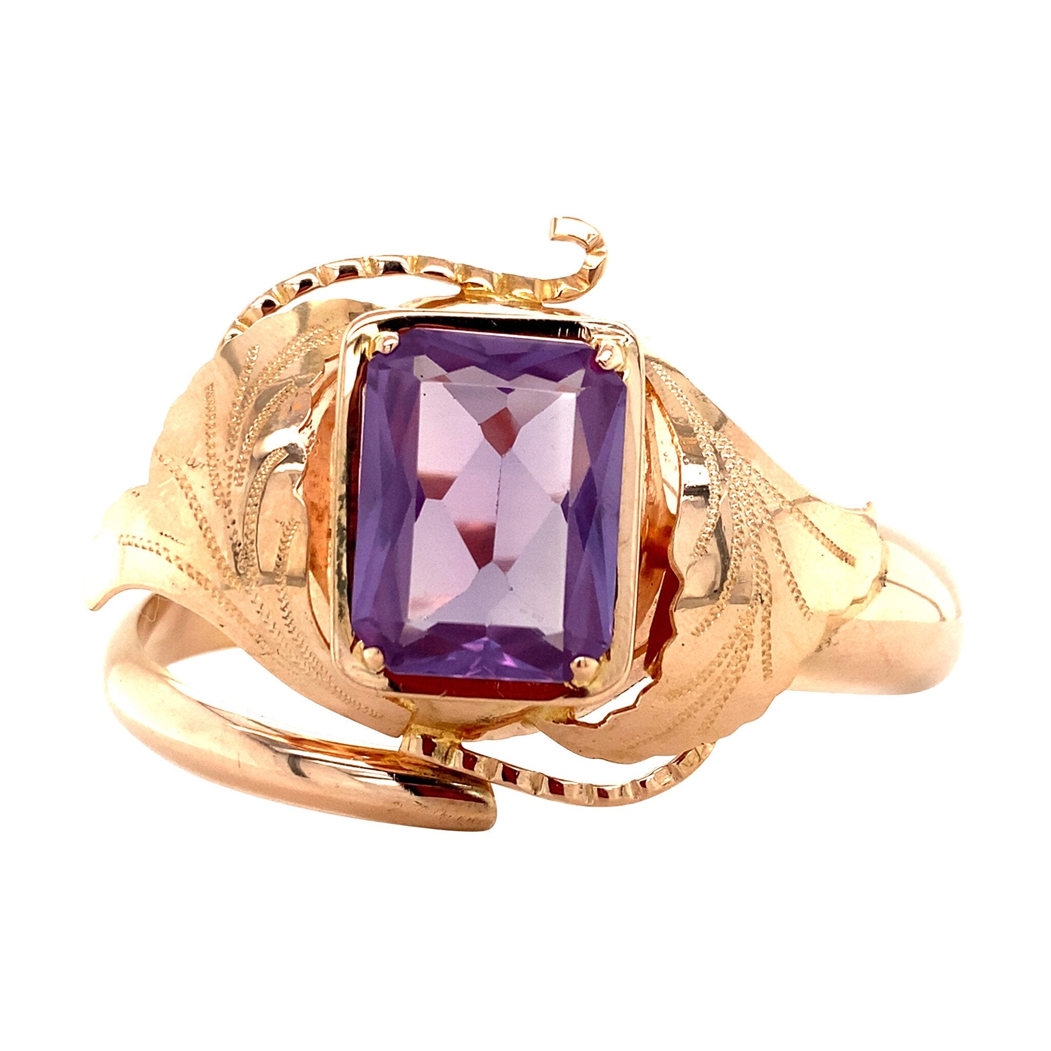 Gouden vintage bangle met saffier 14 krt