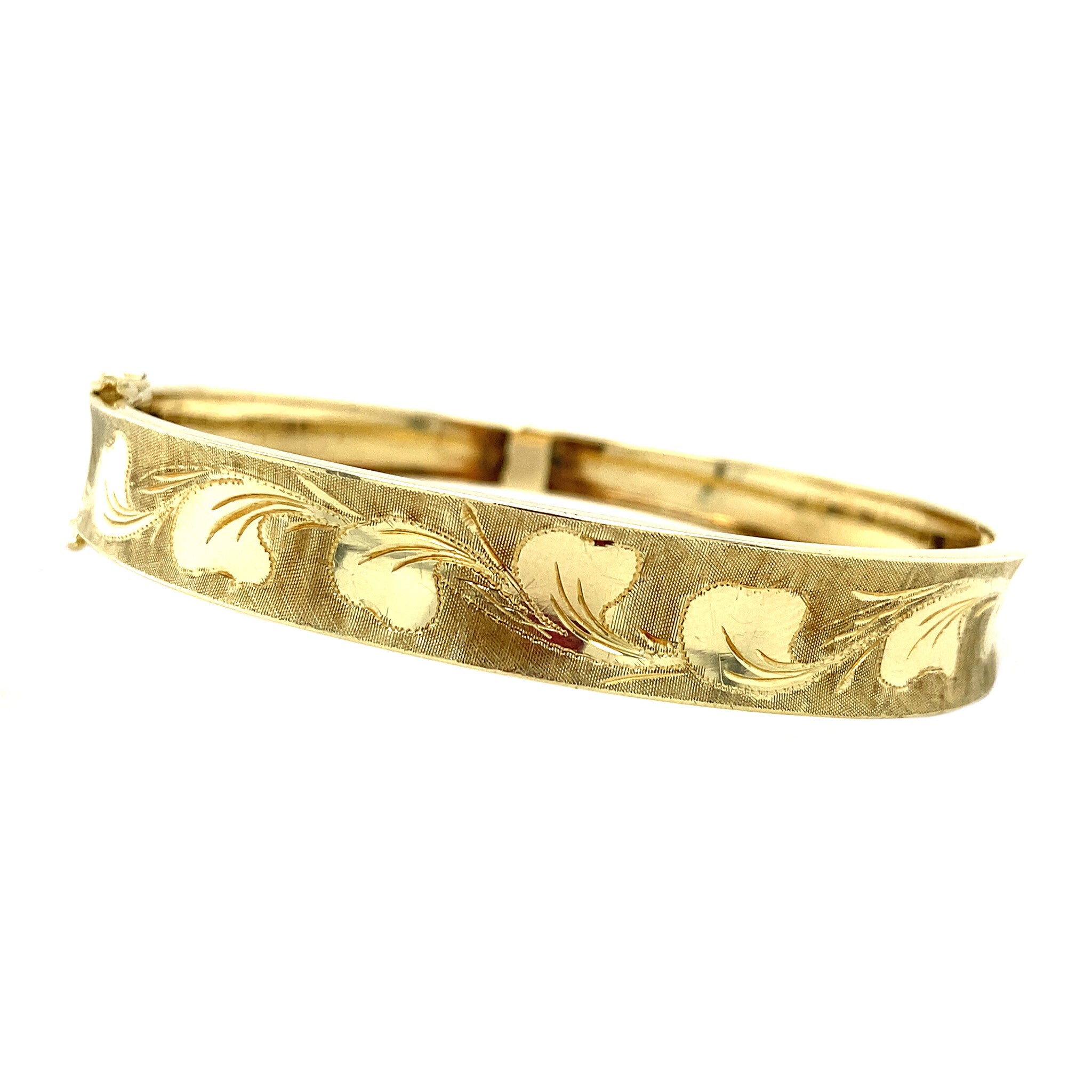 Vintage gold bangle with engraving, 14 kt