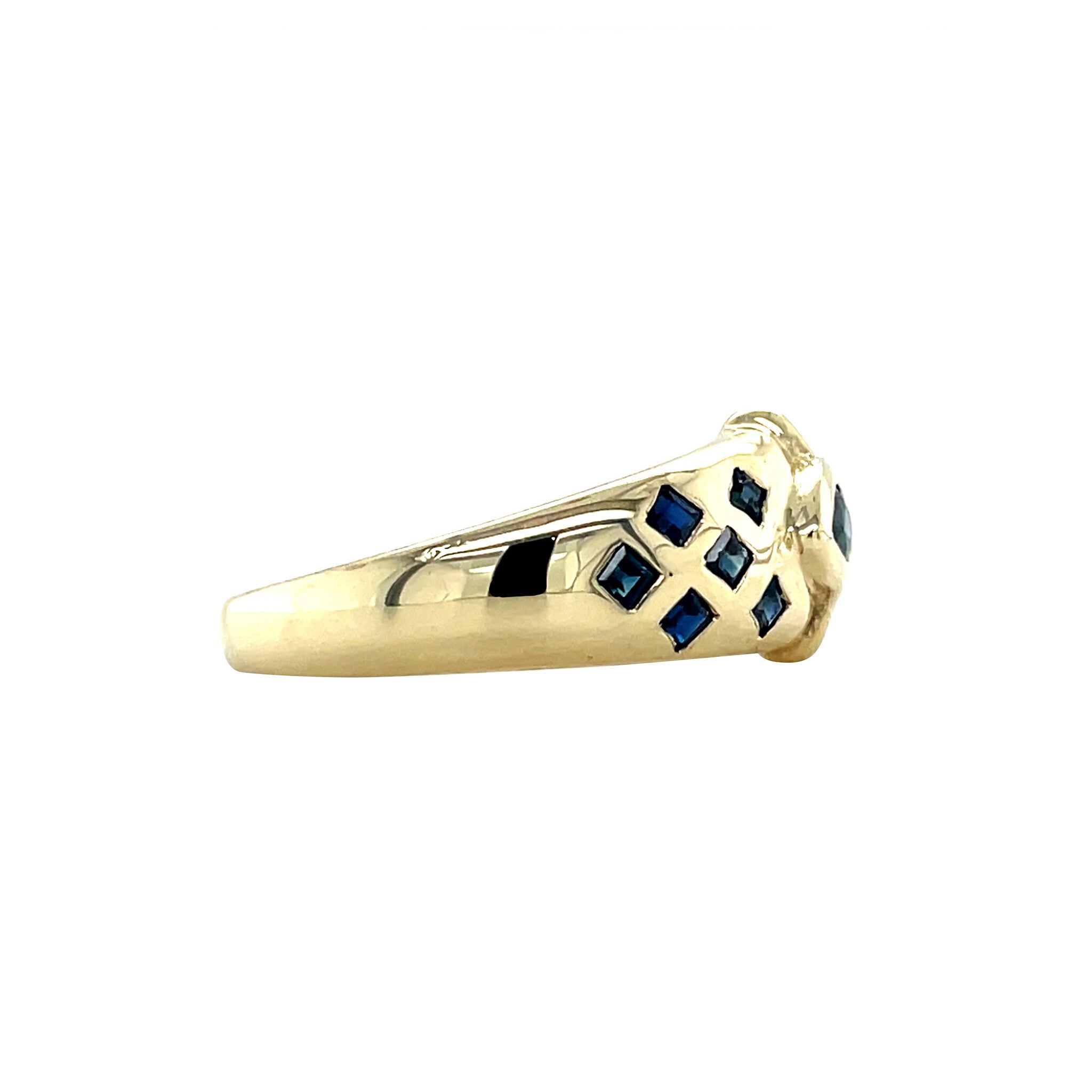 Gouden ring met saffier en diamant 14 krt