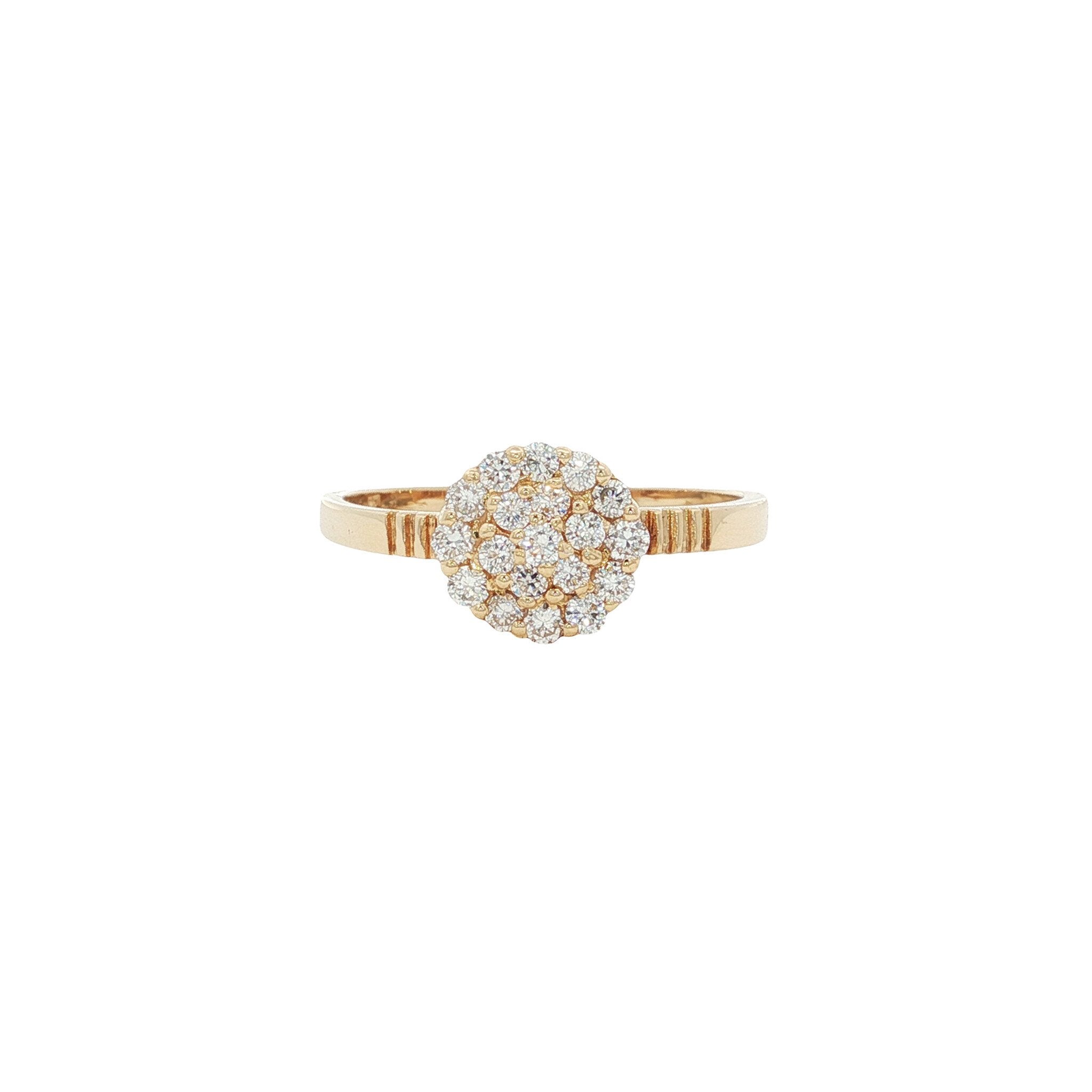 Gouden vintage entourage ring met diamant 14 kt