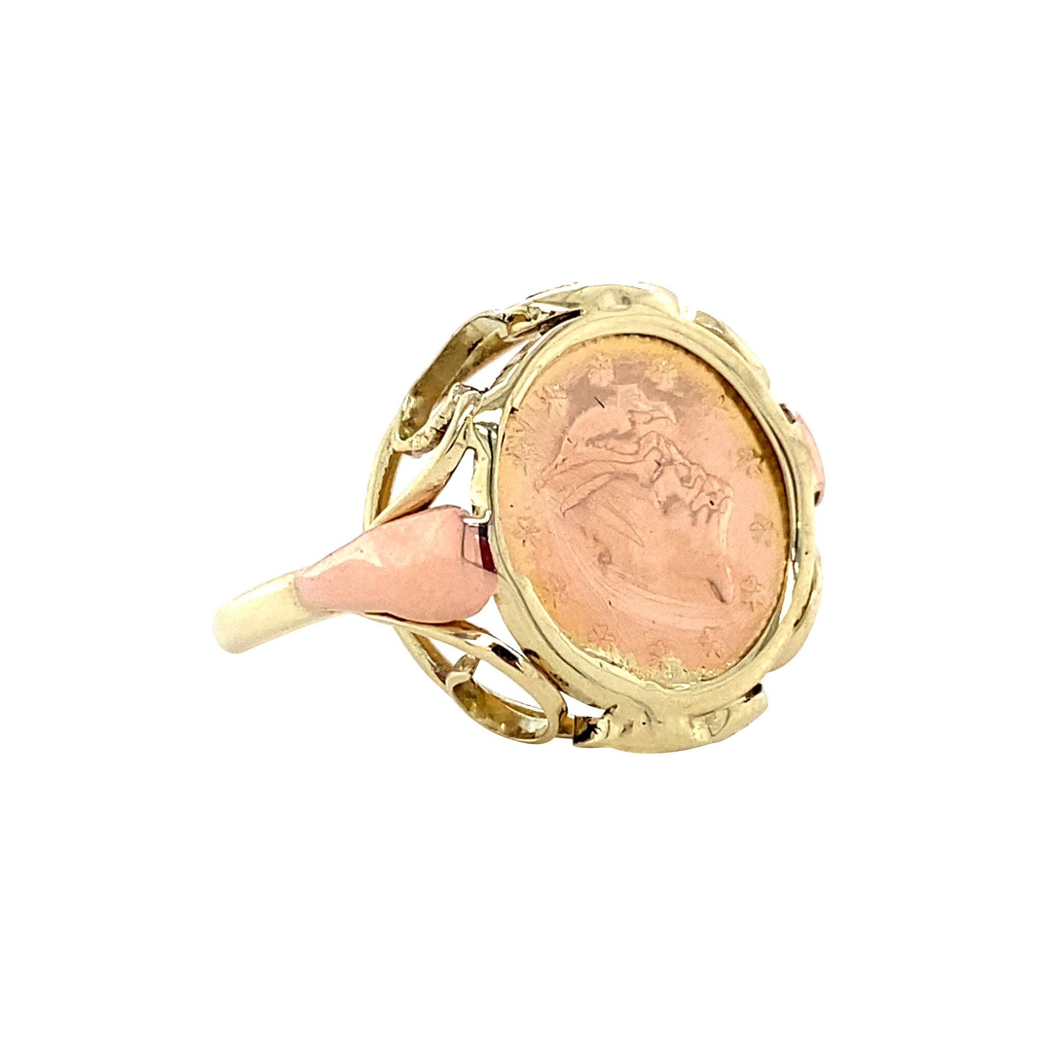 Gouden munt ring 14 krt