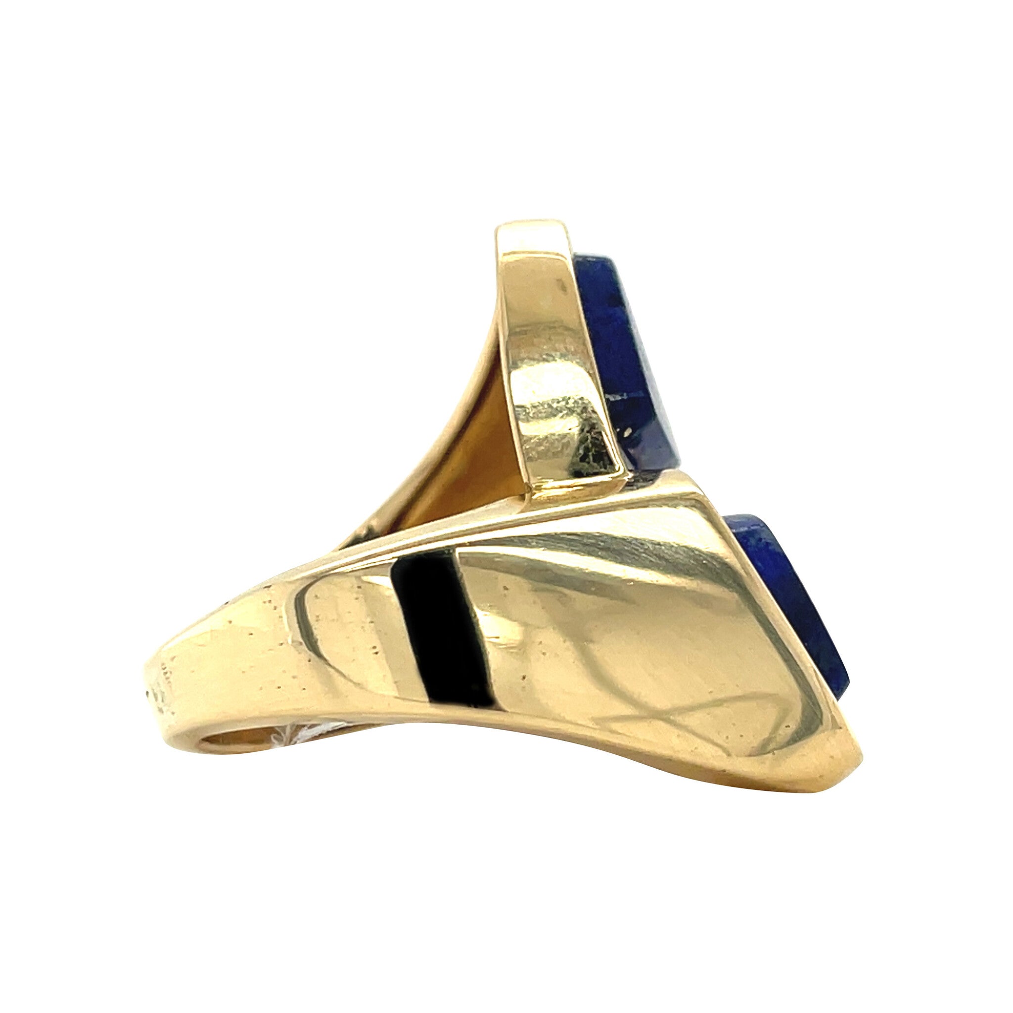 Golden vintage ring with lapis lazuli 18 kt
