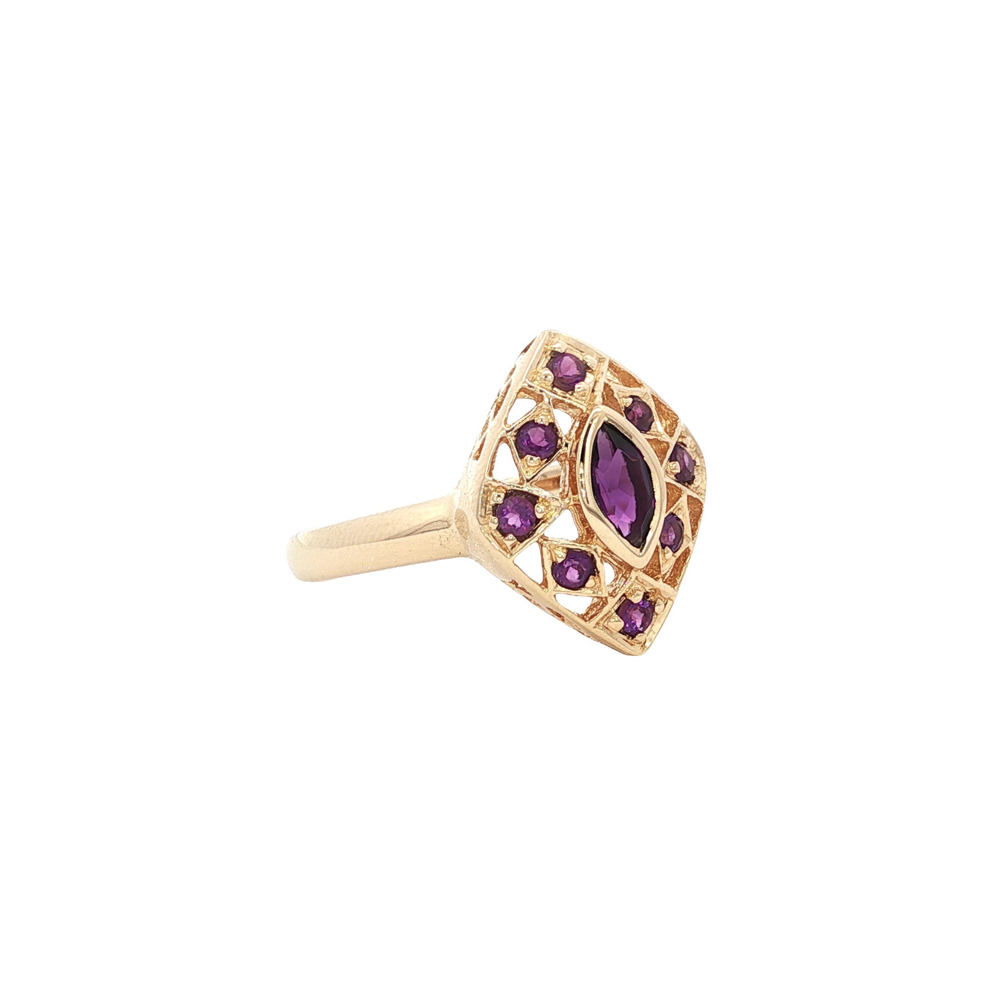 Gold ring with amethyst 14 kt
