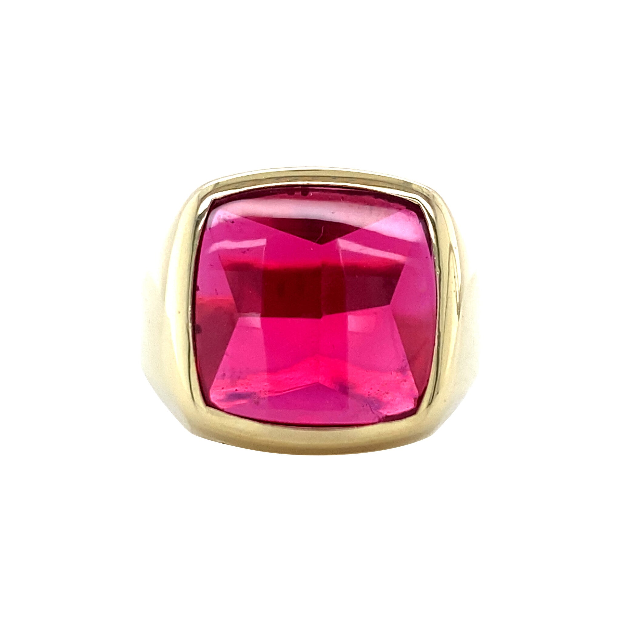 Vintage gold signet ring with ruby, 14 kt