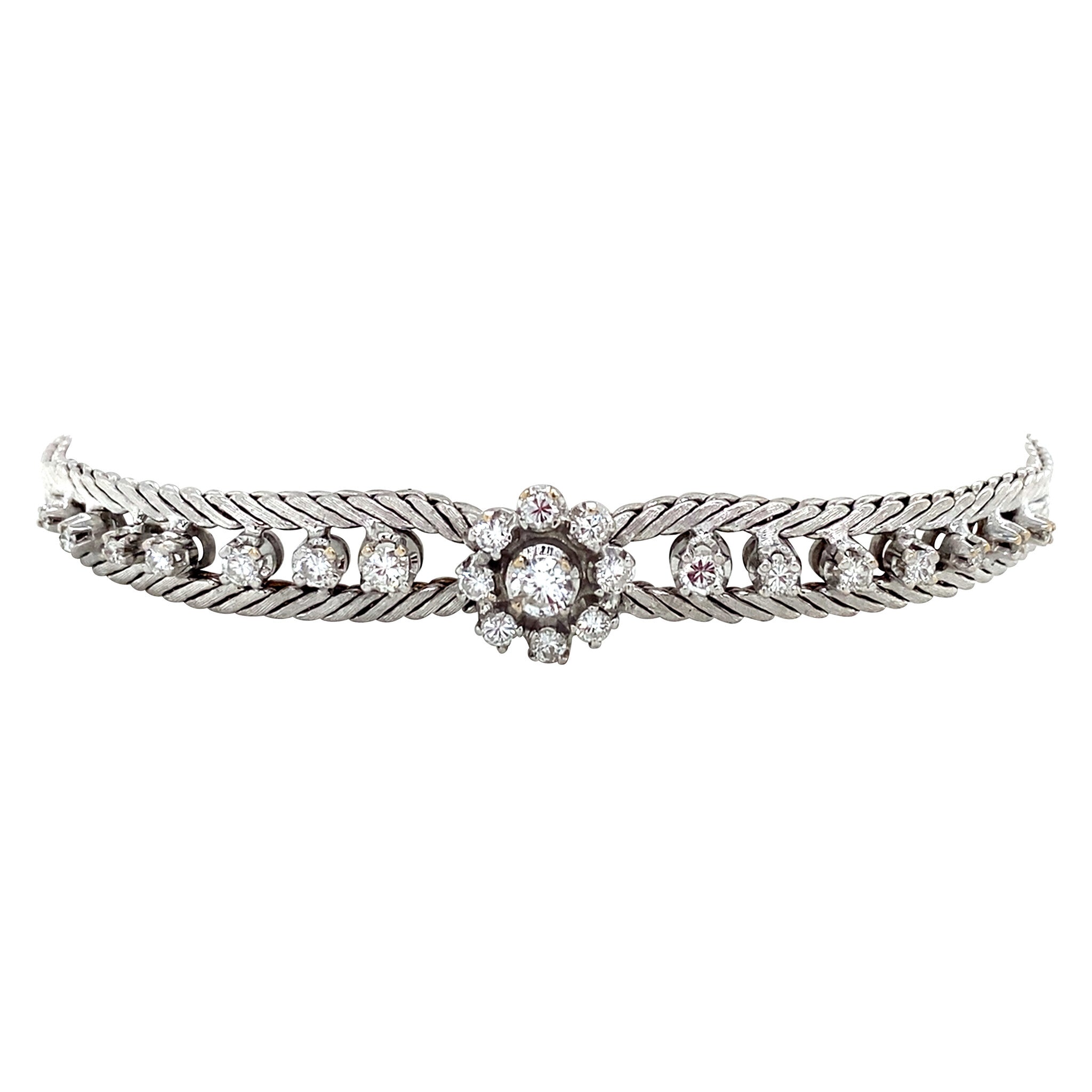 White gold vintage bracelet with diamond 18 kt
