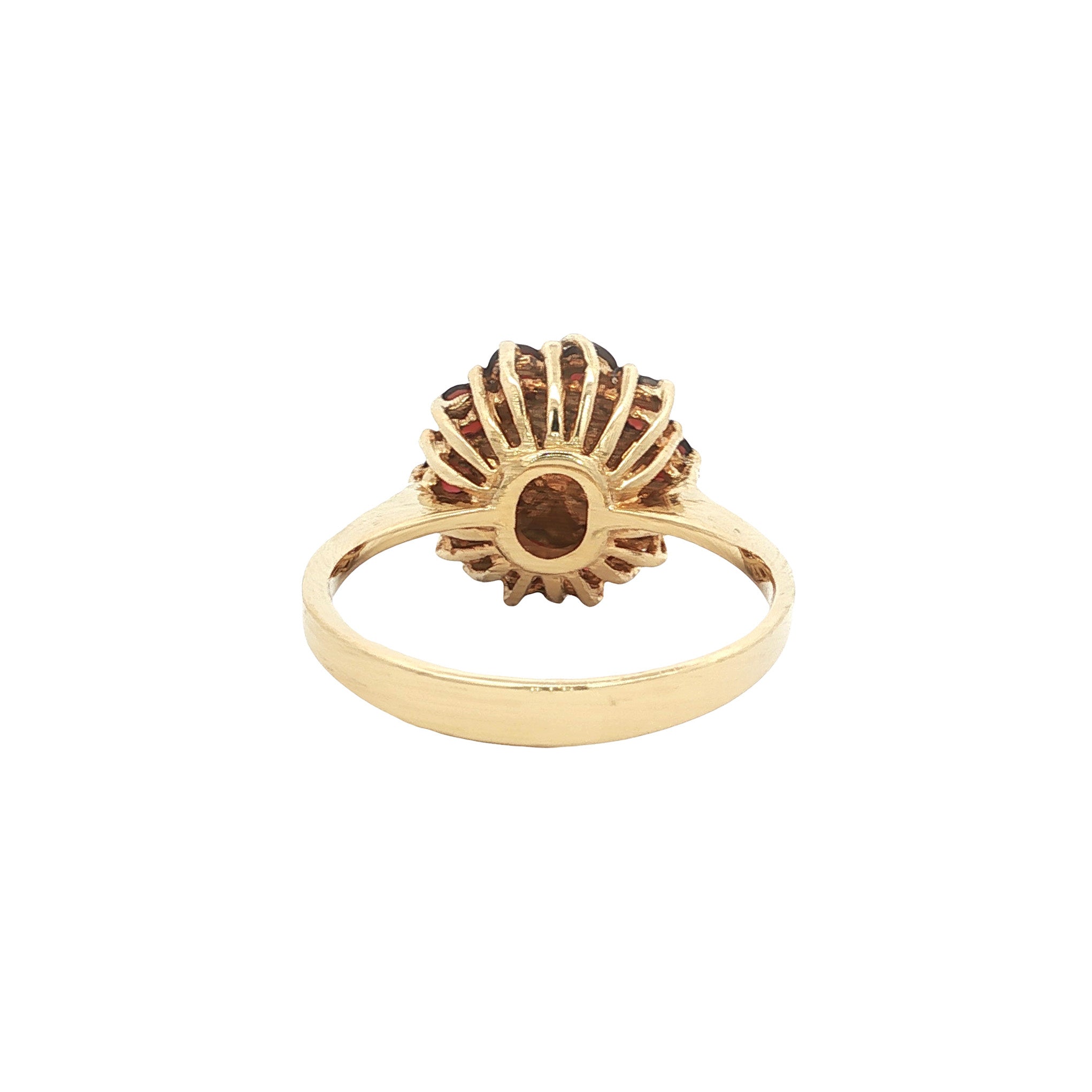 Gold ring with pearl and garnet 14 kt