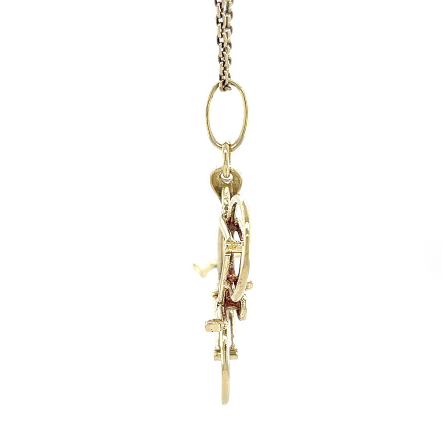 Gouden vintage fiets hanger 14 krt