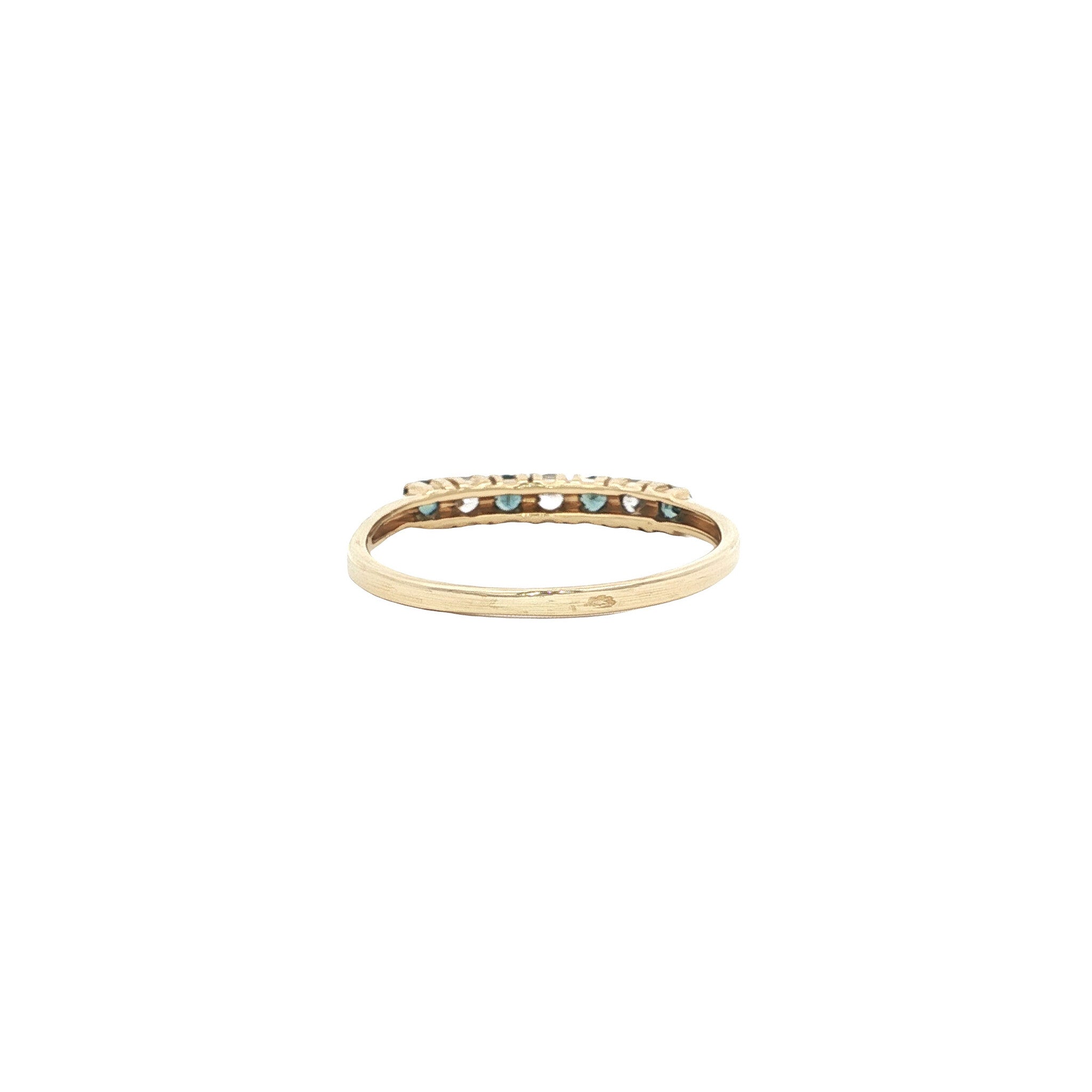 Gouden vintage rijring met saffier en zirkonia 14 kt