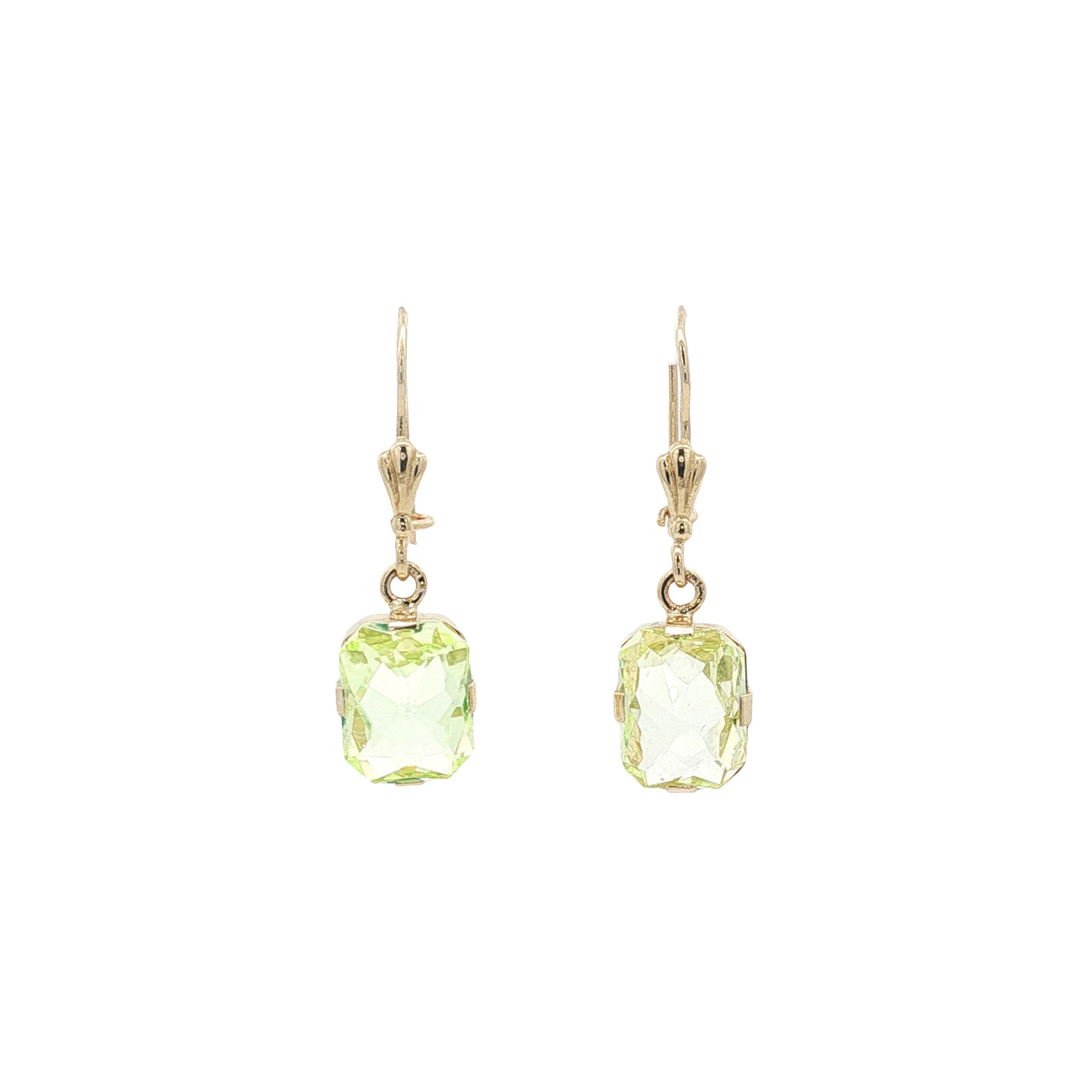 Gouden vintage oorhangers met spinel 14 kt